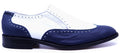 Genuine White & Navy Blue Leather Wingtip Loafer image 0