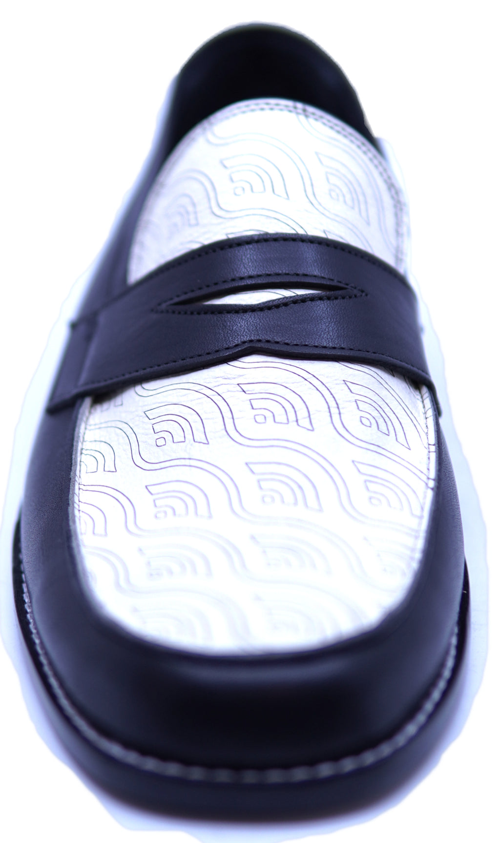 Black Leather & White Leather Loafer 10-US Men's image 3