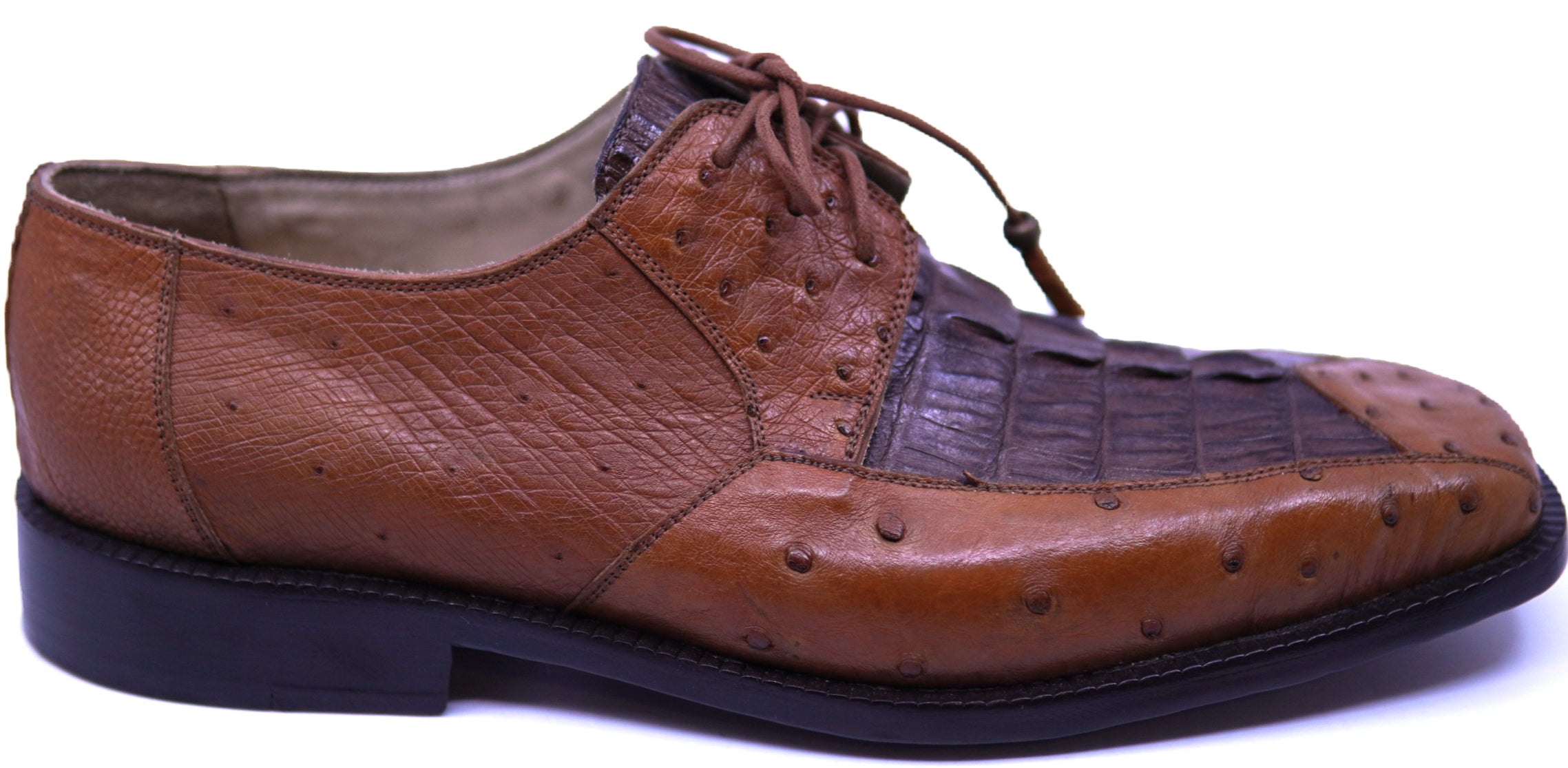 Cognac Ostrich & Brown Crocodile Tail Dress Shoe image 0