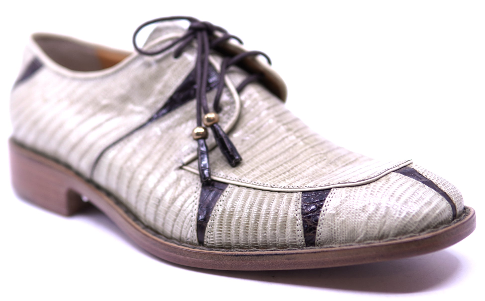 Genuine Beige Lizard & Brown Crocodile Dress Shoe image 2
