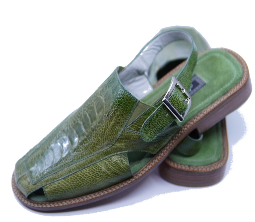 Green Ostrich Leg Sandals US 11 image 3
