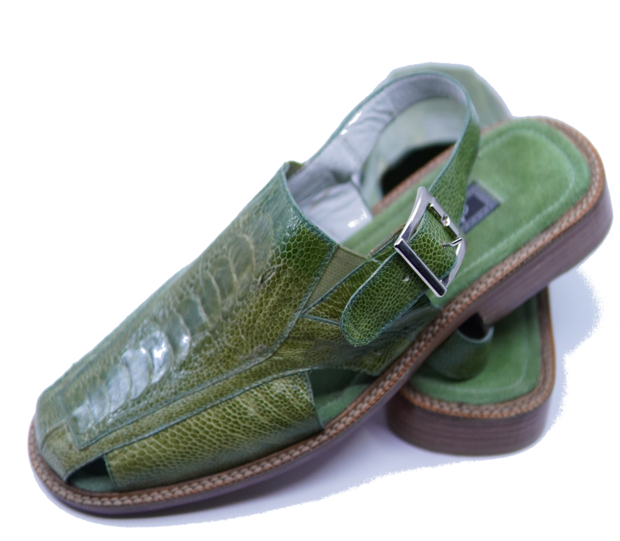 Green Ostrich Leg Sandals US 11 image 3