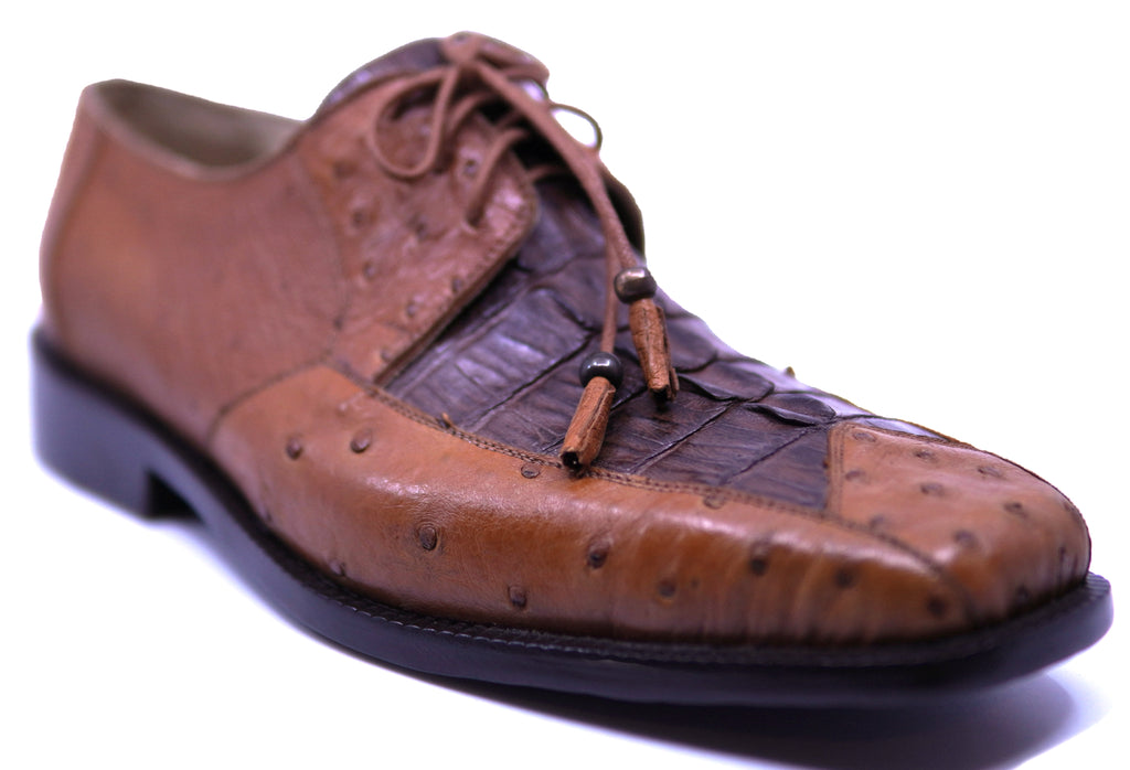Cognac Ostrich & Brown Crocodile Tail Dress Shoe image 2