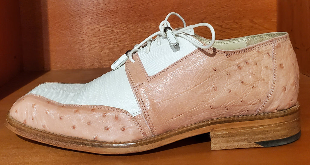 Pink Ostrich & White Lizard Dress Shoe US Men's 10.5 image 1