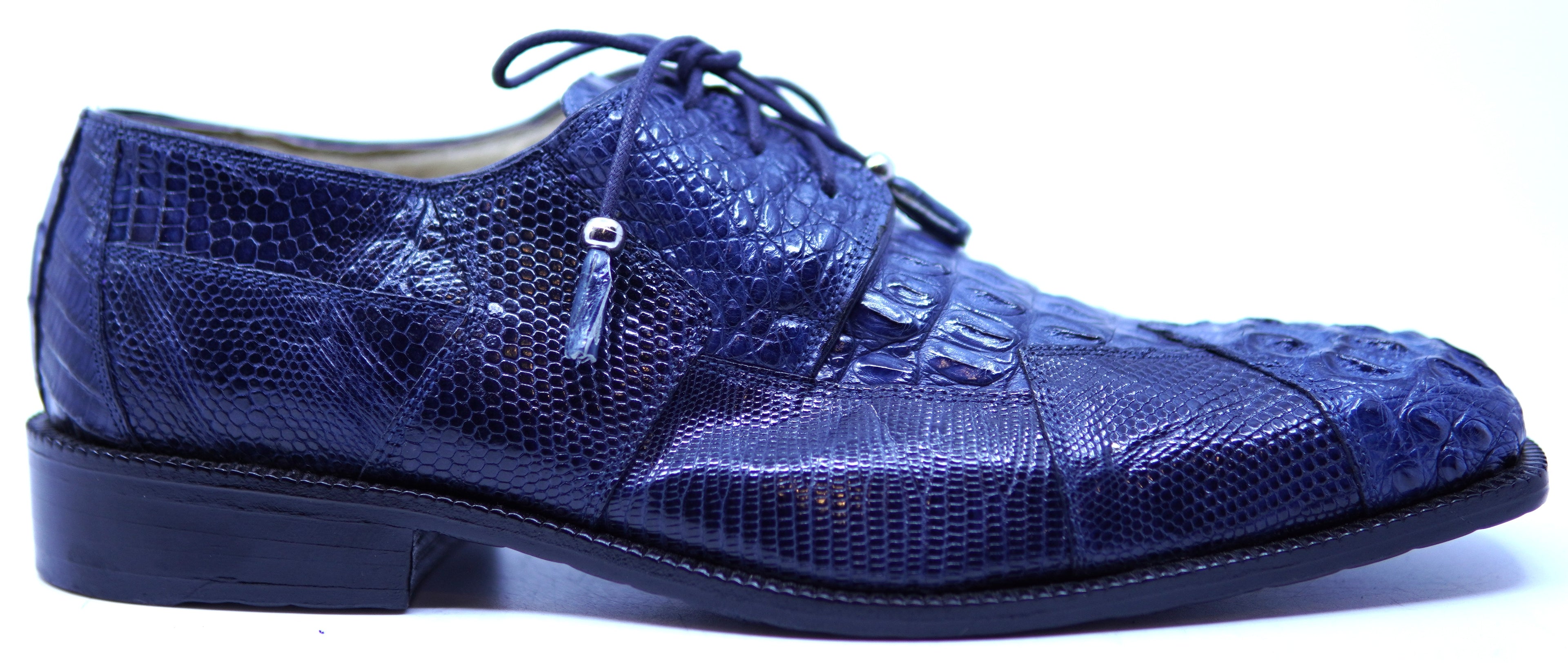 Dark Navy Blue HB Crocodile & Lizard 007 Dress Shoe
