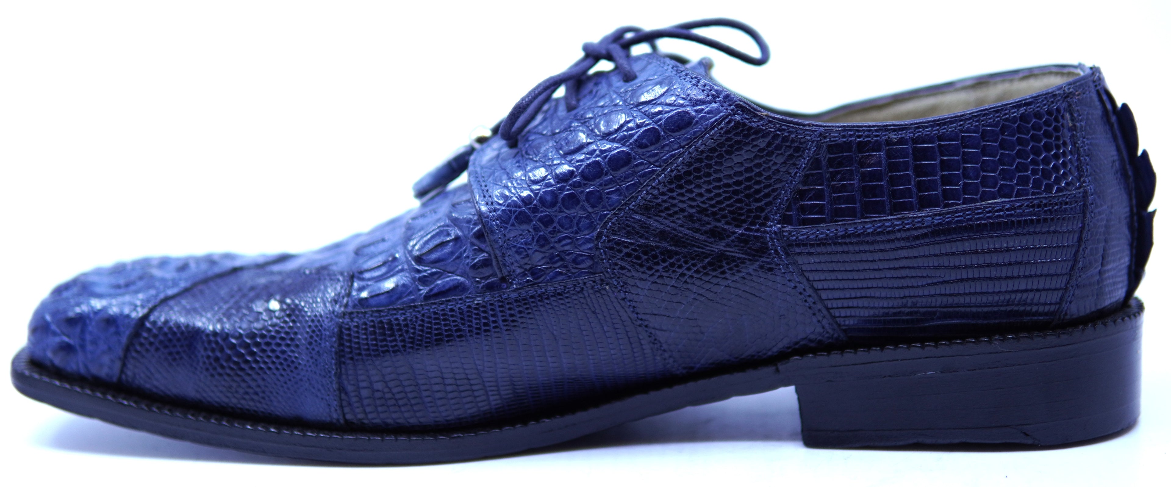 Dark Navy Blue HB Crocodile & Lizard 007 Dress Shoe