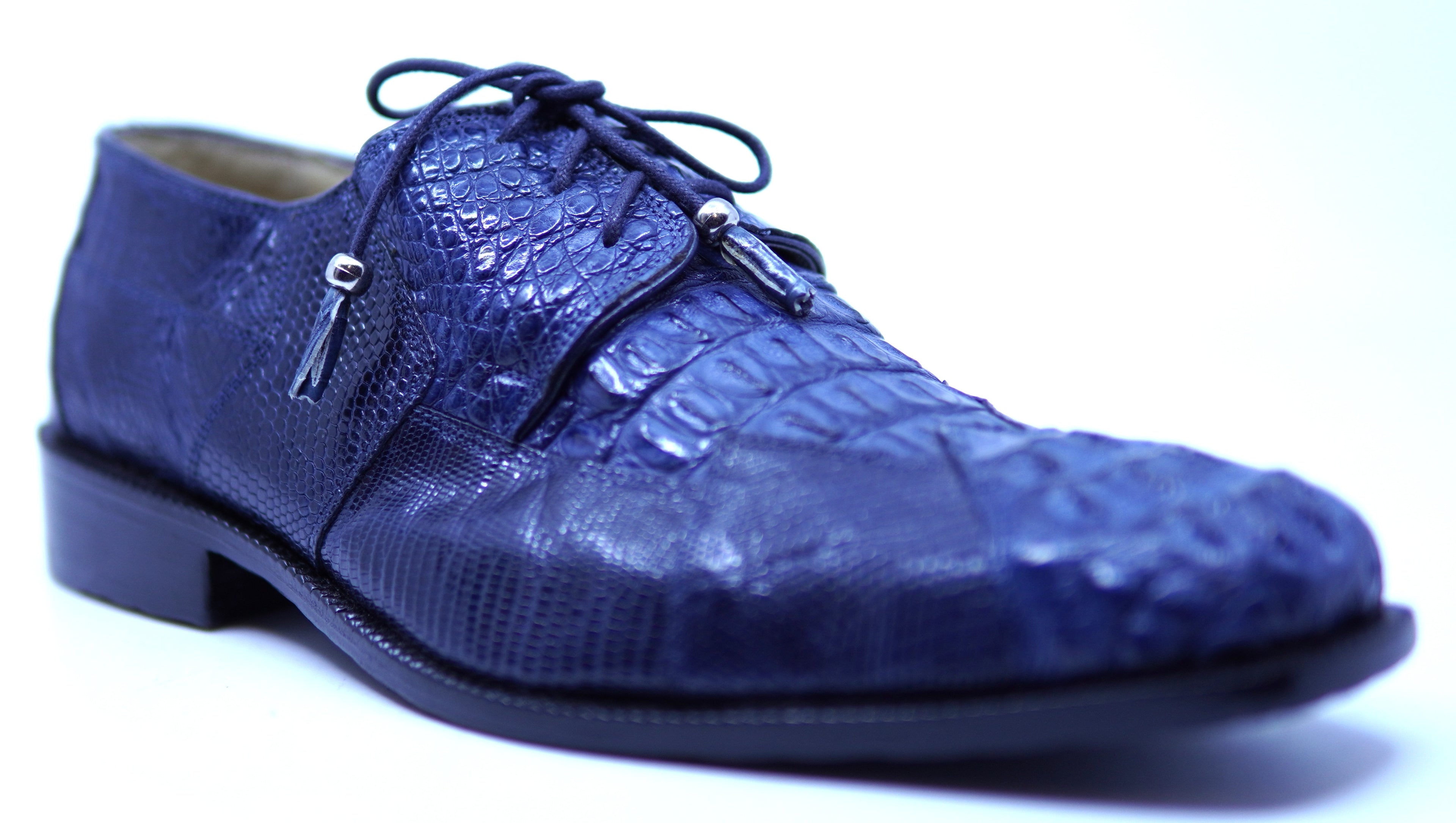 Dark Navy Blue HB Crocodile & Lizard 007 Dress Shoe