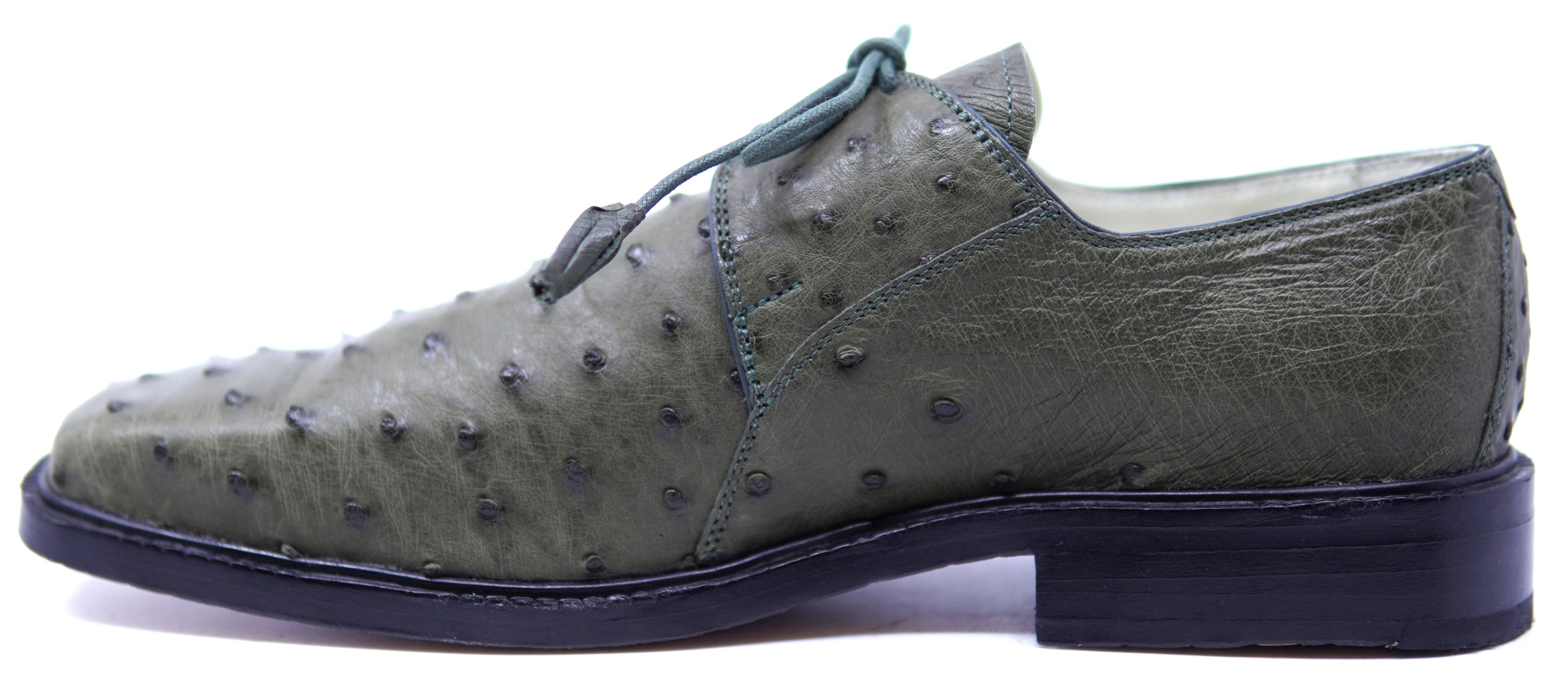 Full Olive Green Ostrich Dress Shoe