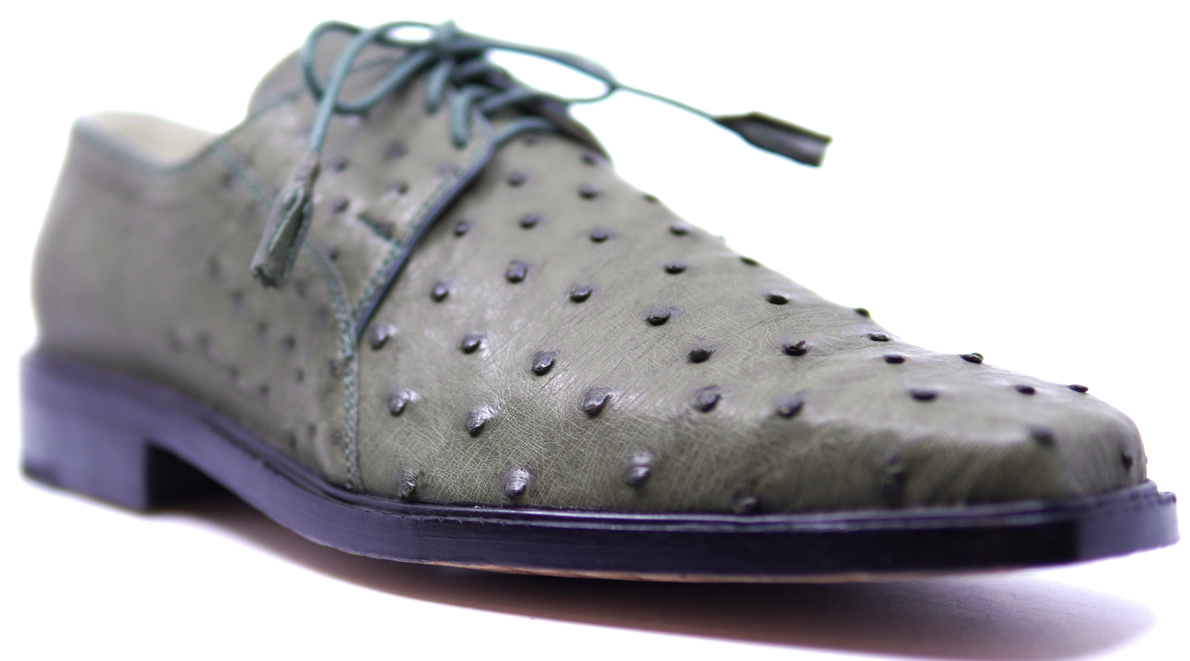 Full Olive Green Ostrich Dress Shoe