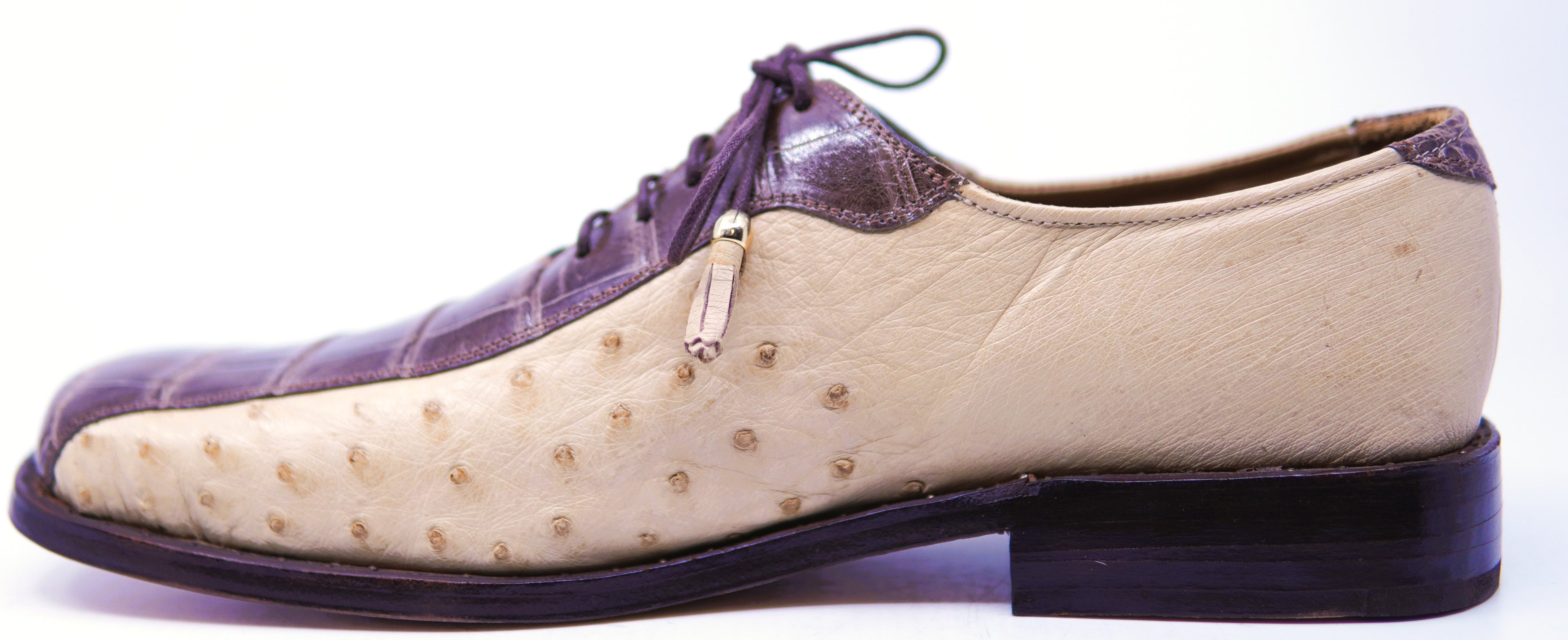 Beige Ostrich & Brown Alligator Dress Shoe