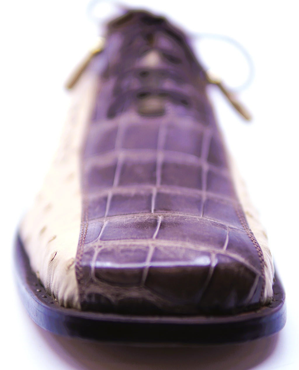Beige Ostrich & Brown Alligator Dress Shoe