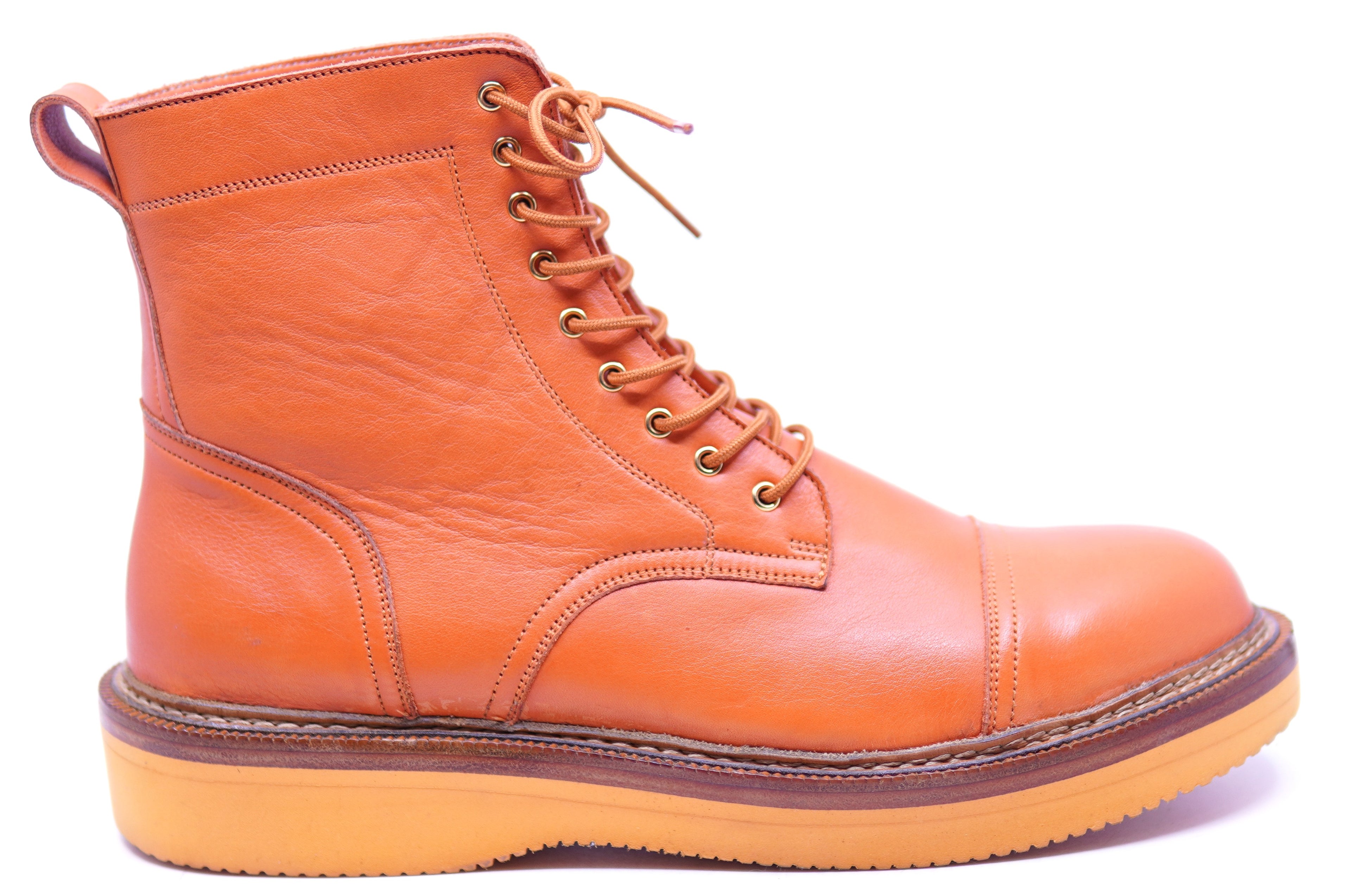 Genuine Leather Cap Toe Boots