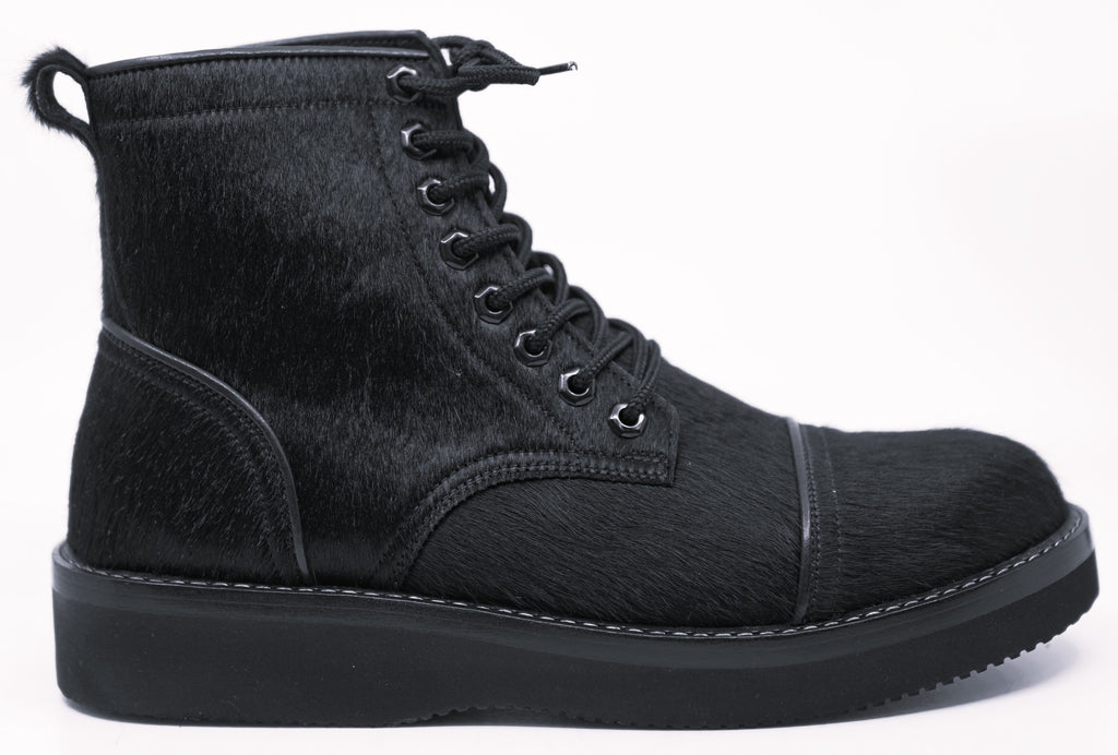 Full Hair-on Hide Leather Boots Cap Toe