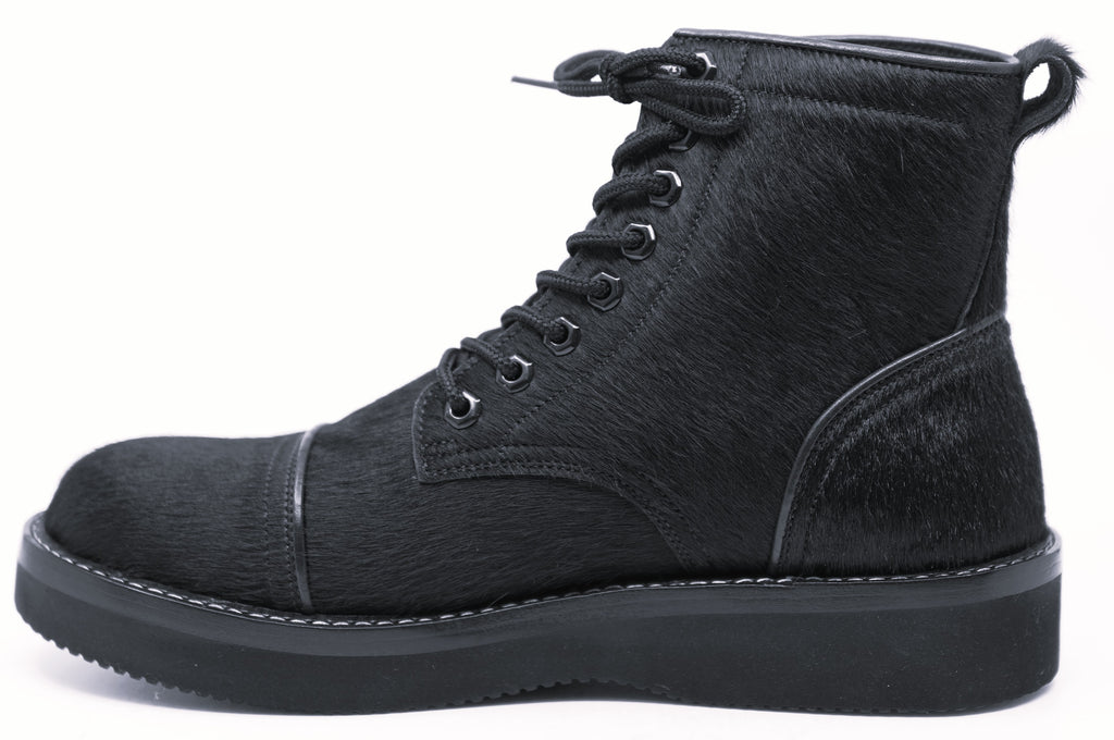 Full Hair-on Hide Leather Boots Cap Toe
