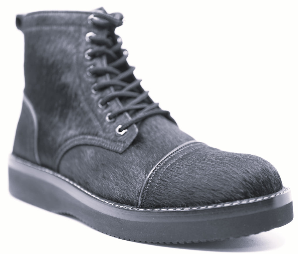 Full Hair-on Hide Leather Boots Cap Toe