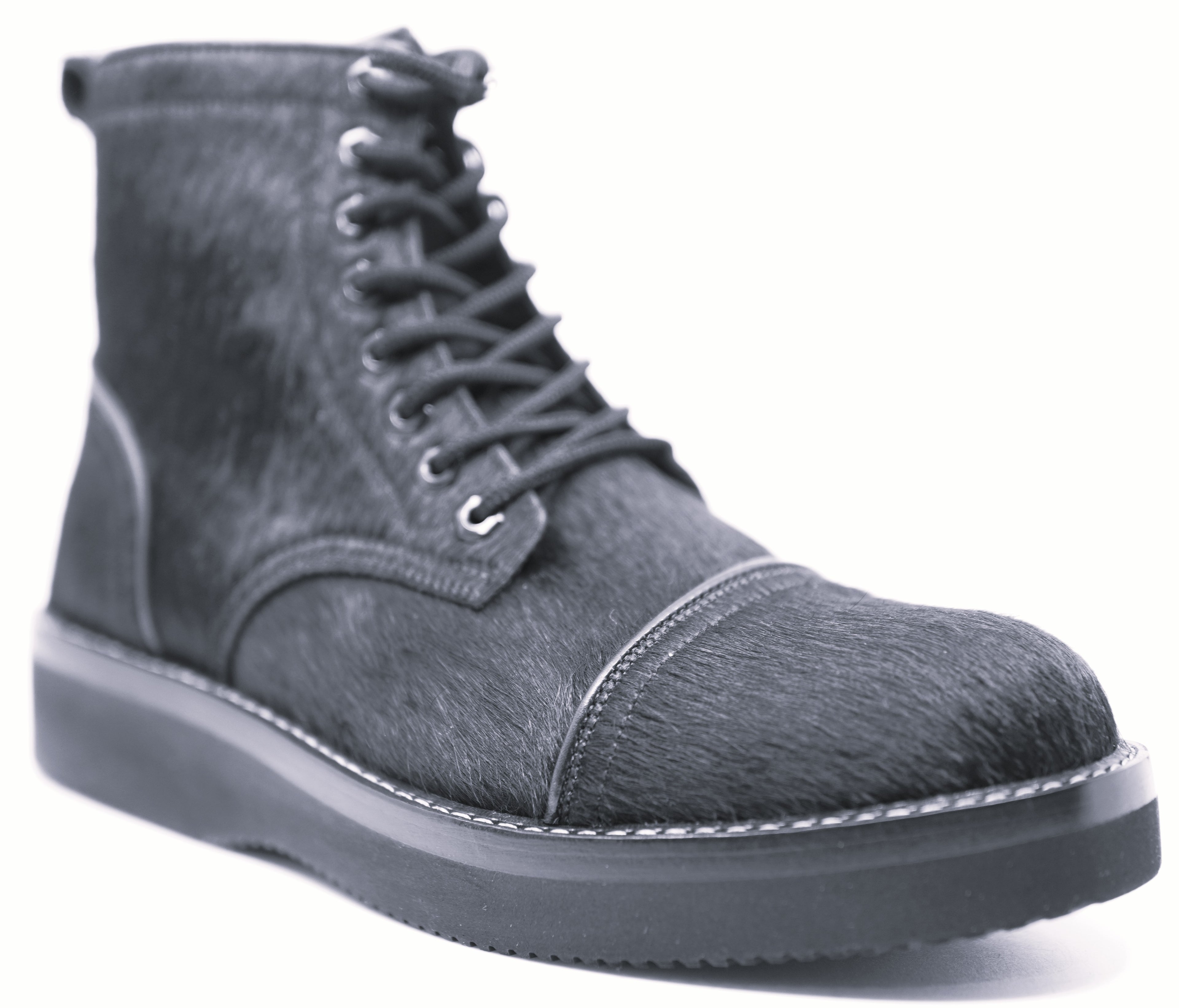 Full Hair-on Hide Leather Boots Cap Toe