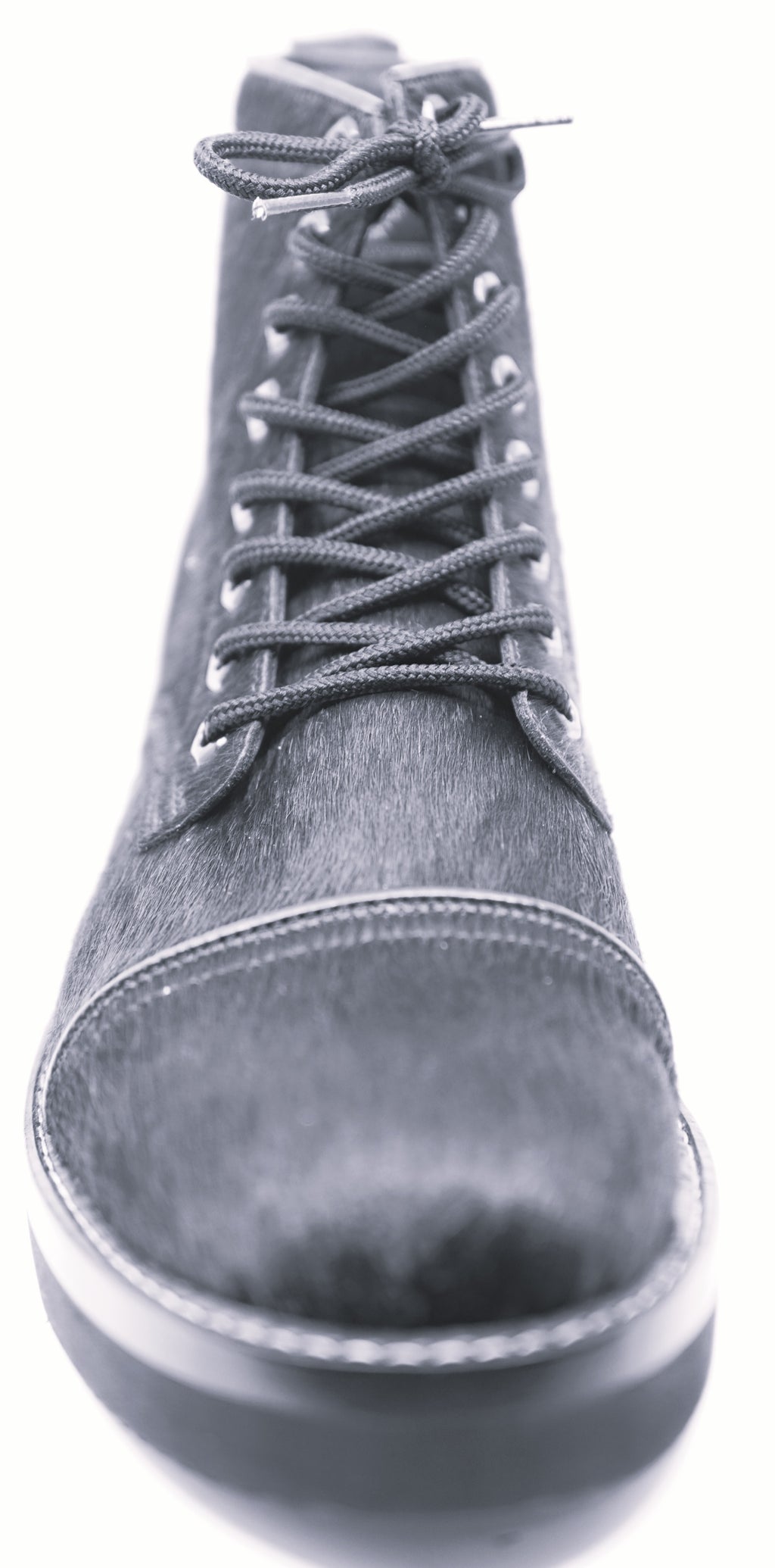 Full Hair-on Hide Leather Boots Cap Toe