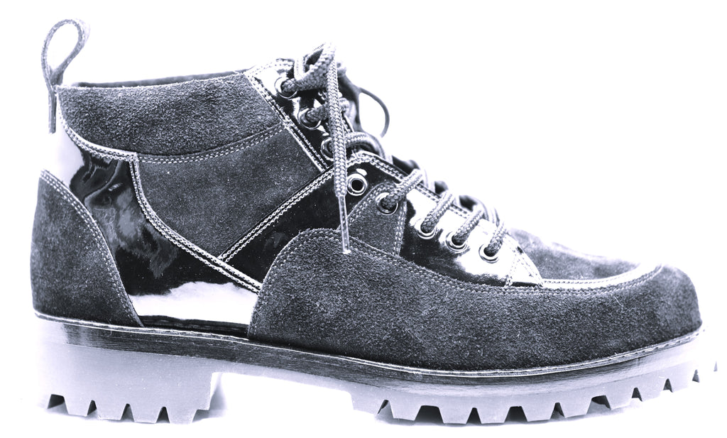 Suede & Patent Leather Boots 8.5-US Men's