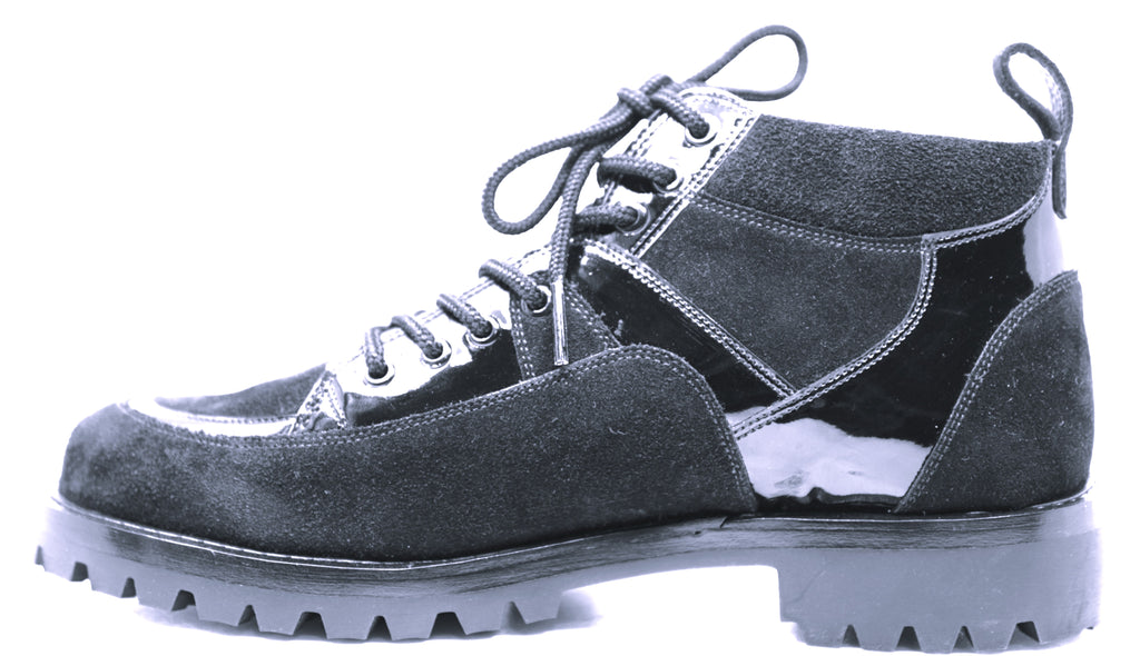 Suede & Patent Leather Boots 8.5-US Men's