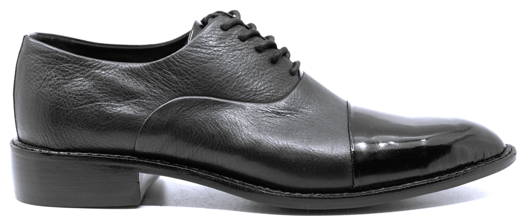 Genuine Leather & Patent Cap Toe Dress Shoe