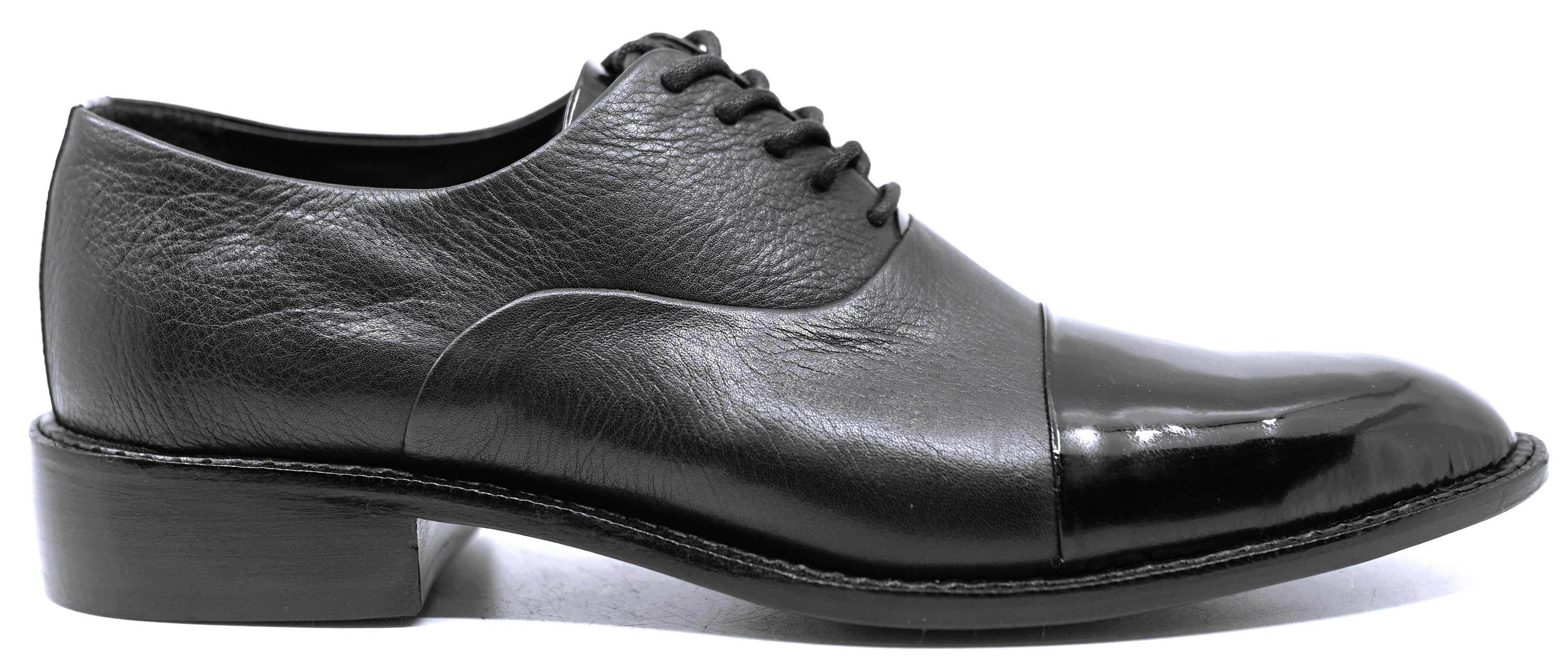 Genuine Leather & Patent Cap Toe Dress Shoe