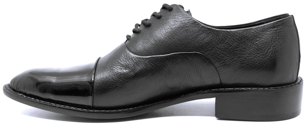 Genuine Leather & Patent Cap Toe Dress Shoe