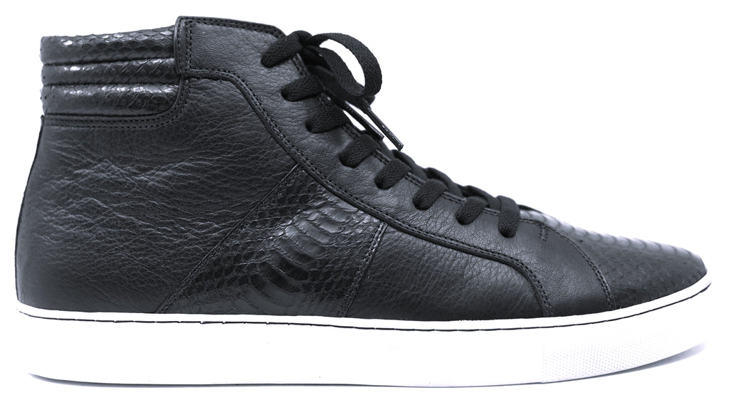 Leather & Python Hight Top Sneakers