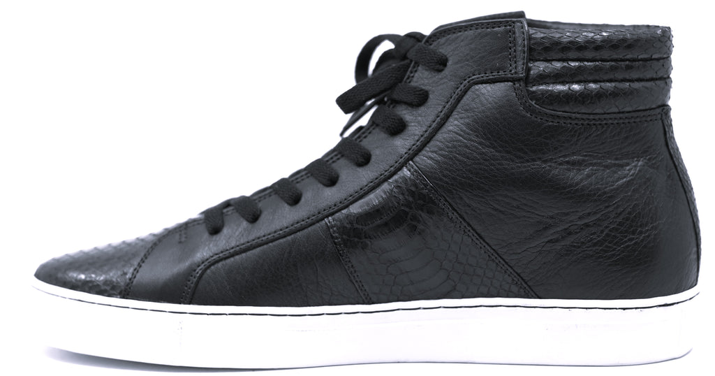 Leather & Python Hight Top Sneakers