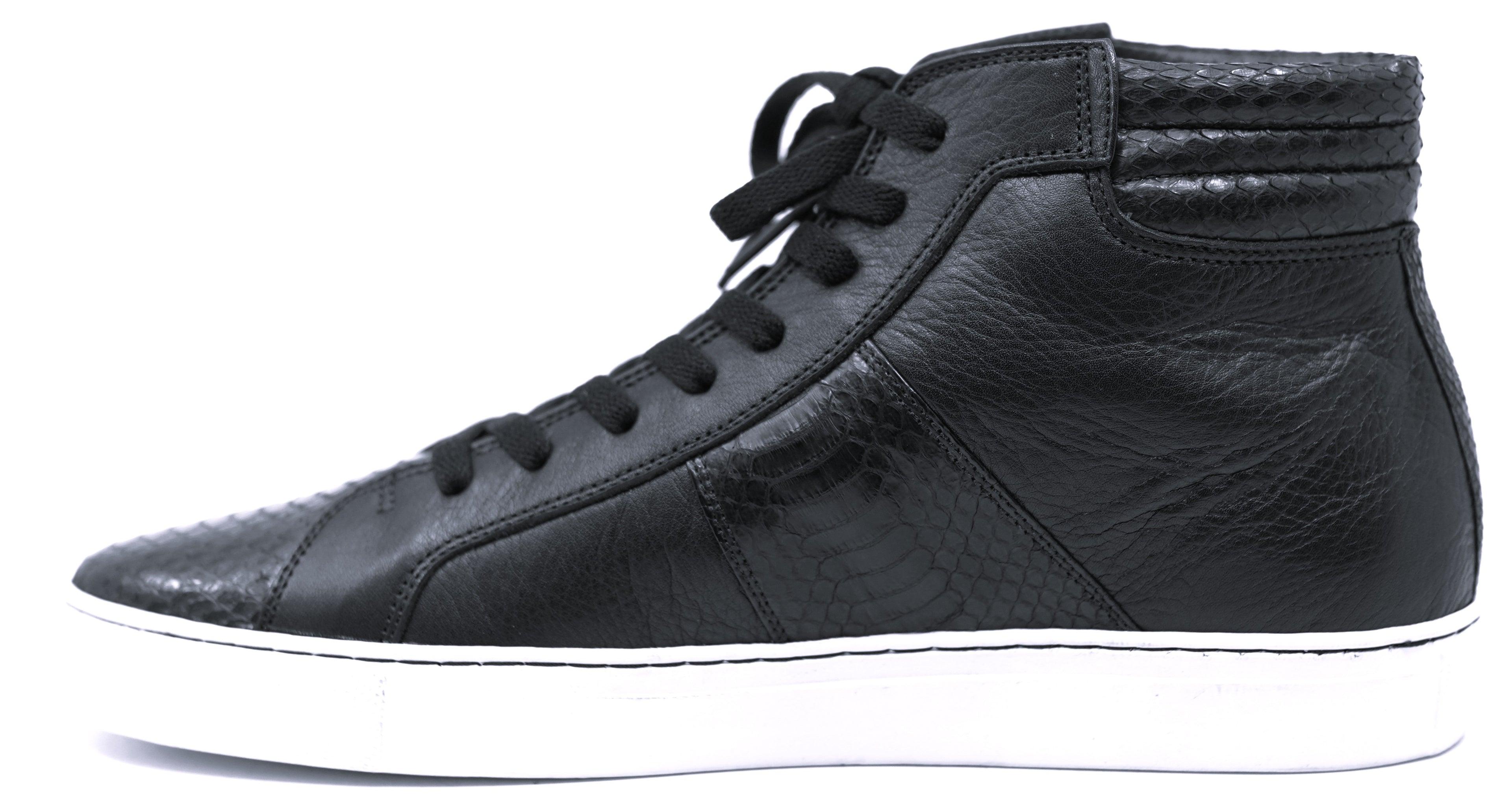Leather & Python Hight Top Sneakers