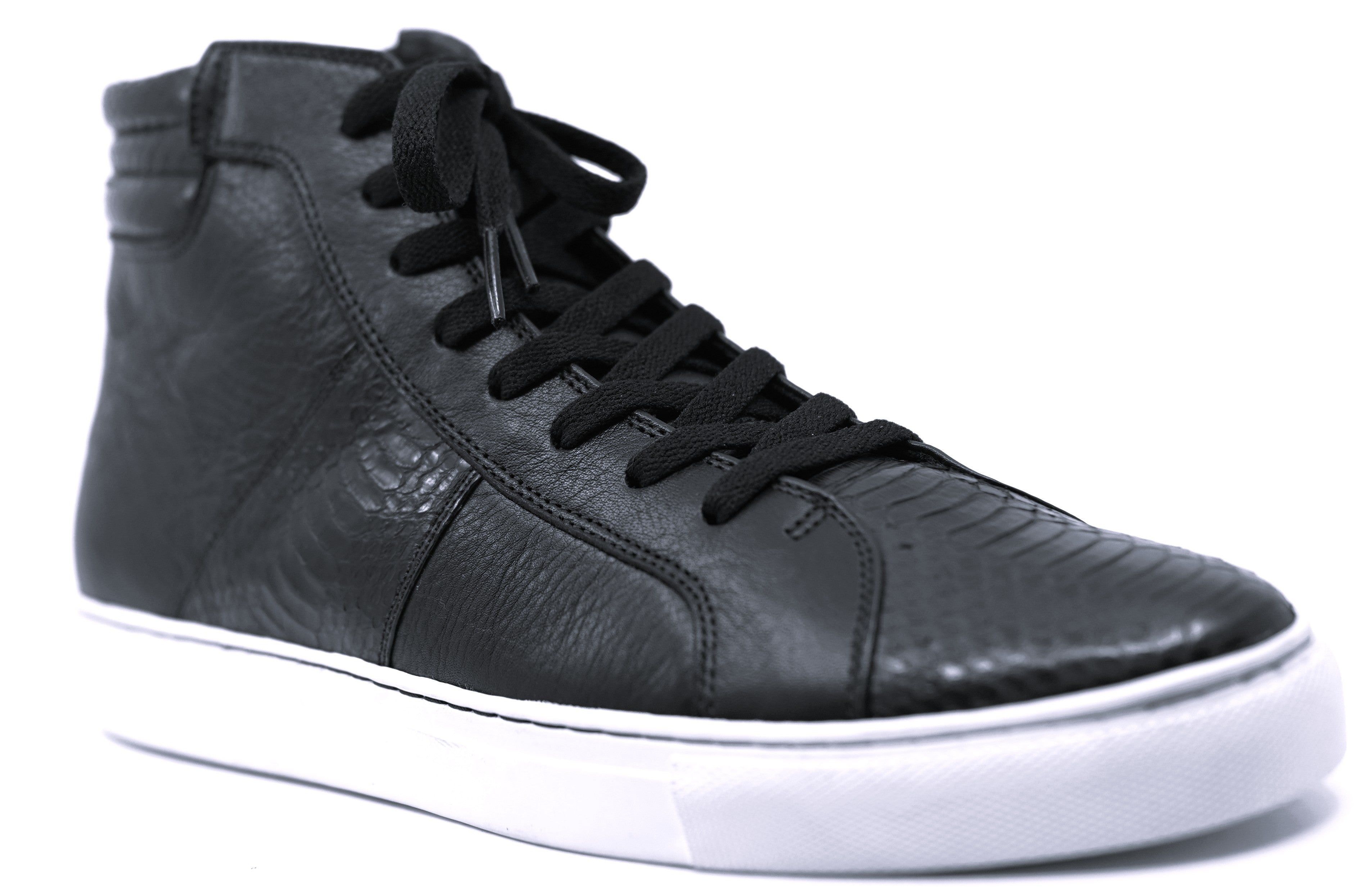 Leather & Python Hight Top Sneakers