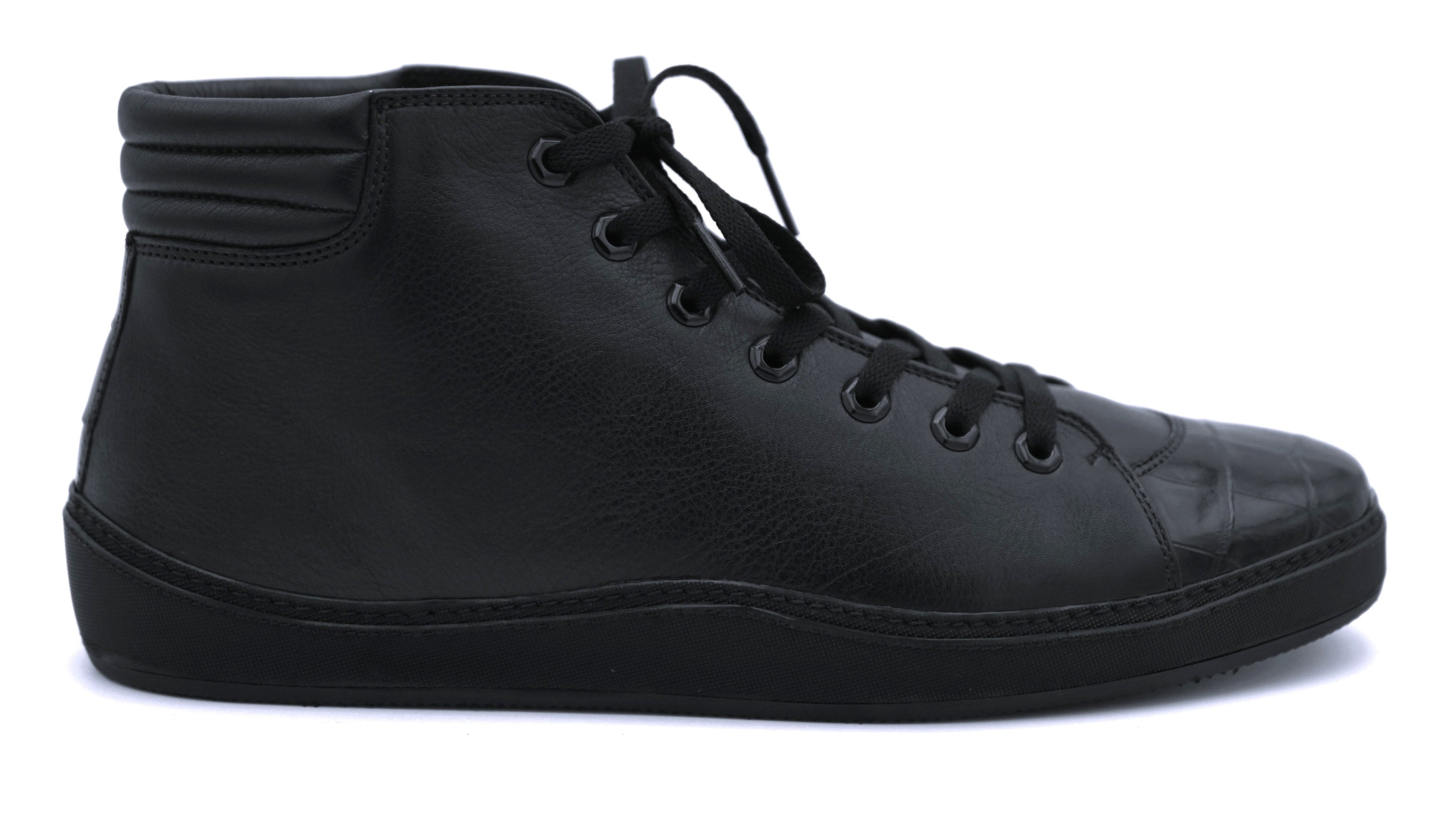 Alligator & Leather High Top Sneakers