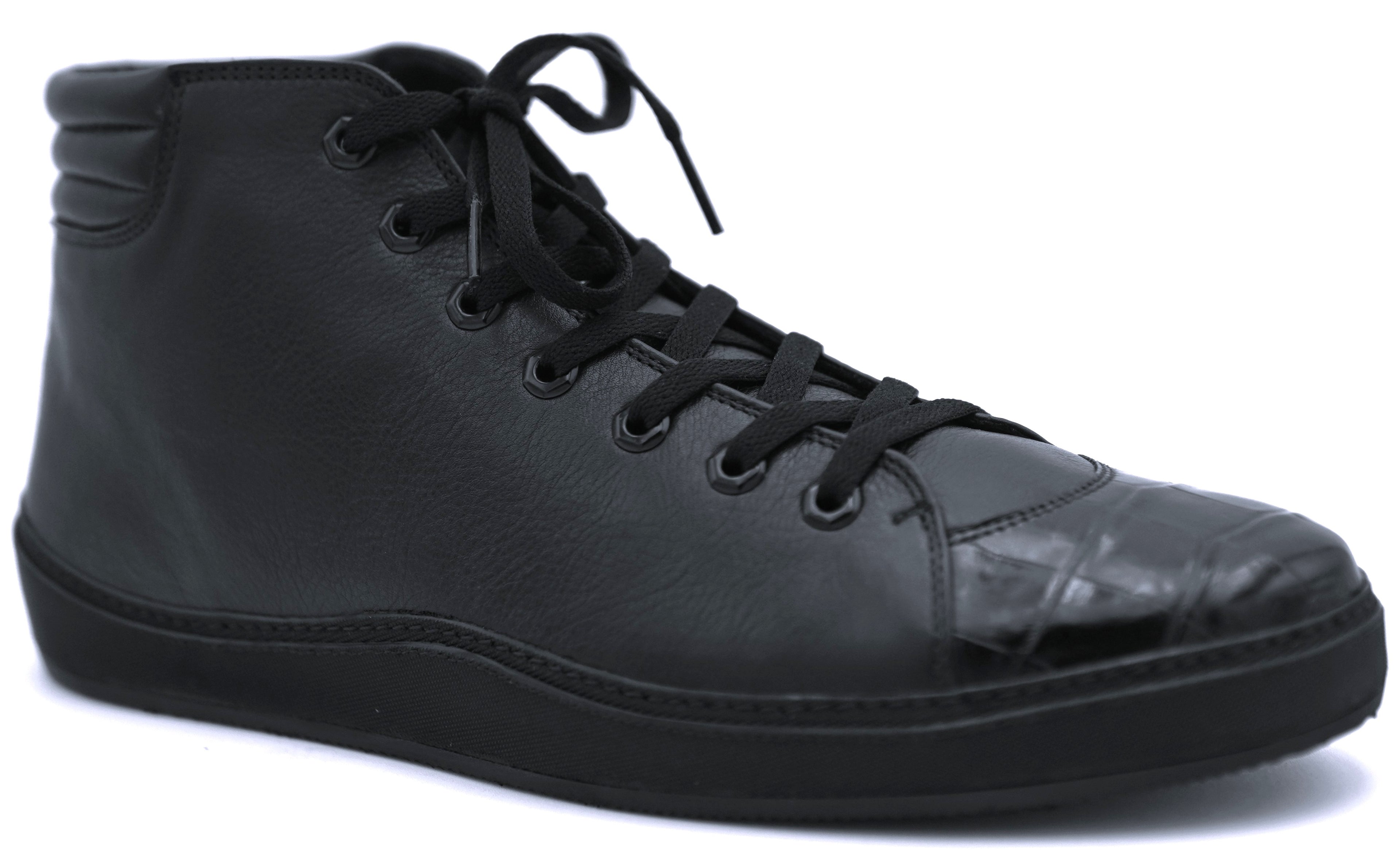 Alligator & Leather High Top Sneakers