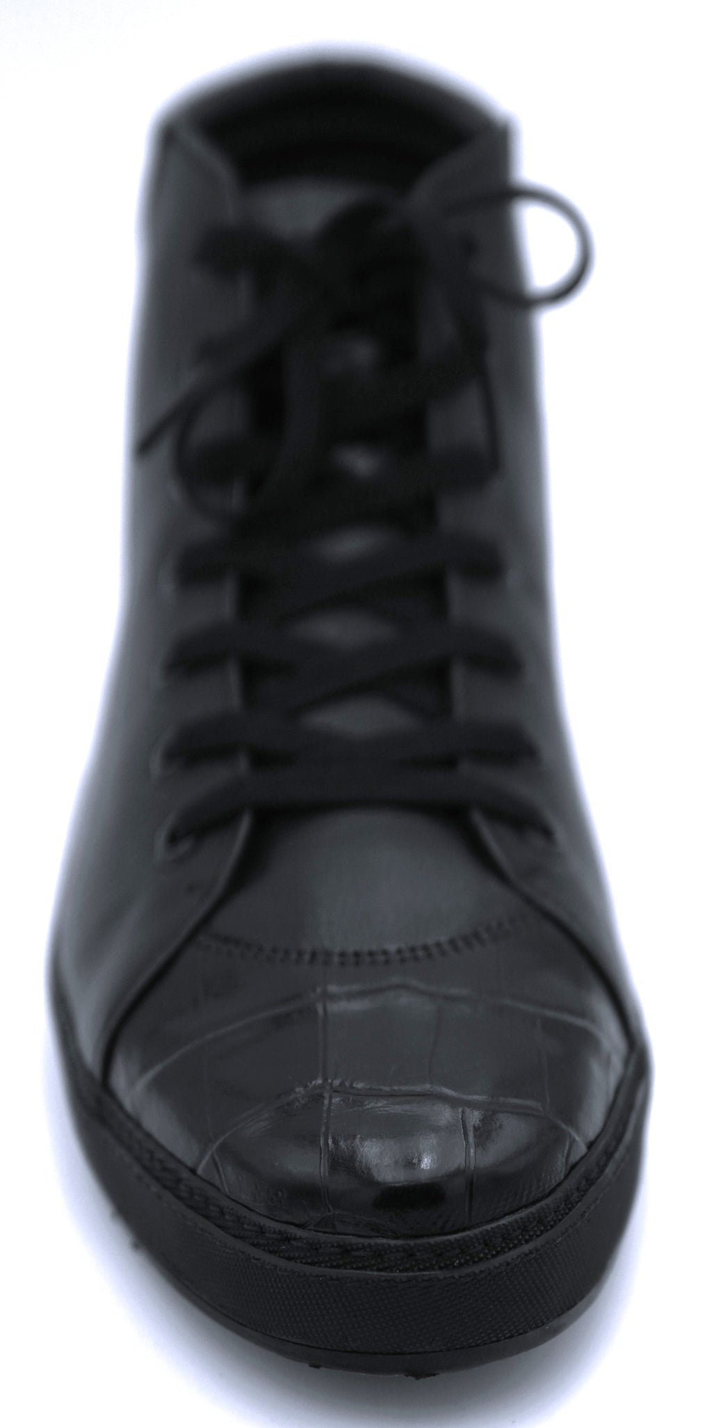 Alligator & Leather High Top Sneakers