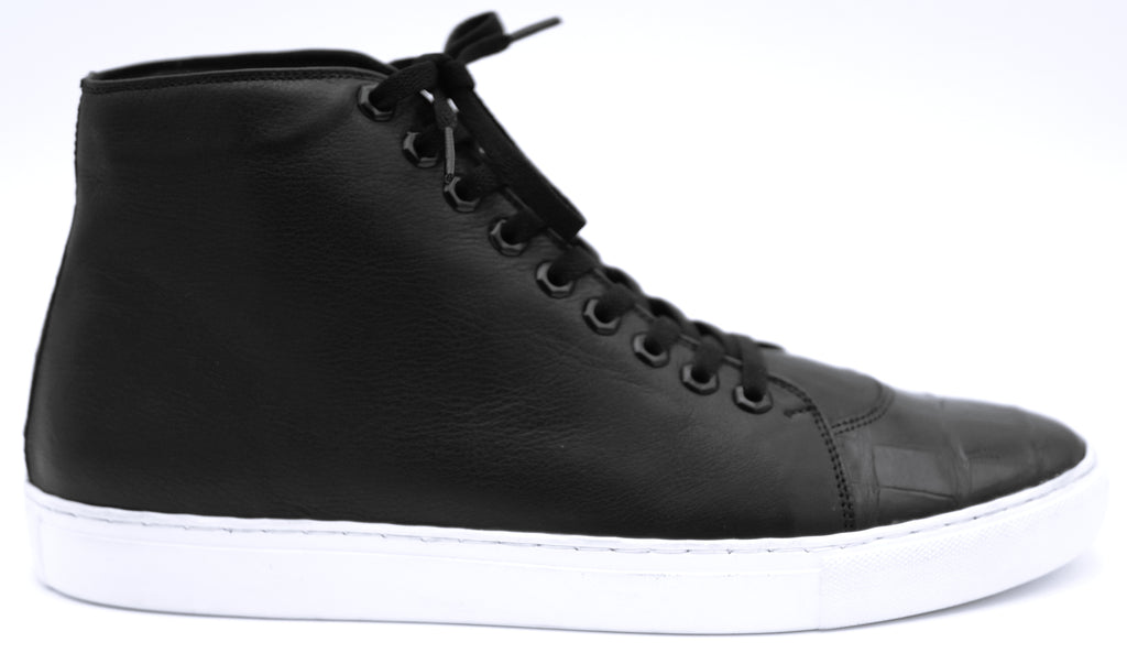Leather & Alligator High Top Sneaker