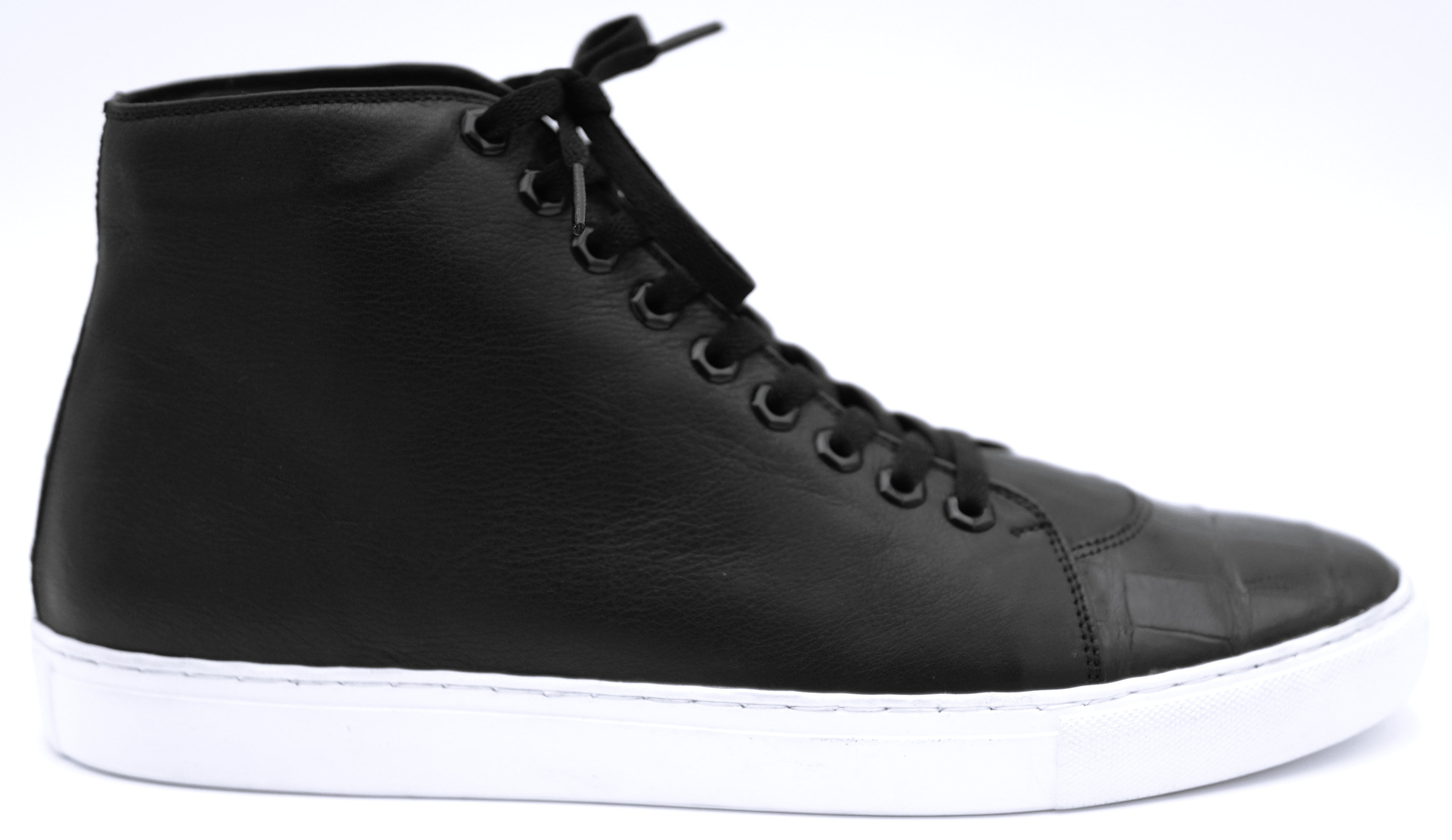 Leather & Alligator High Top Sneaker