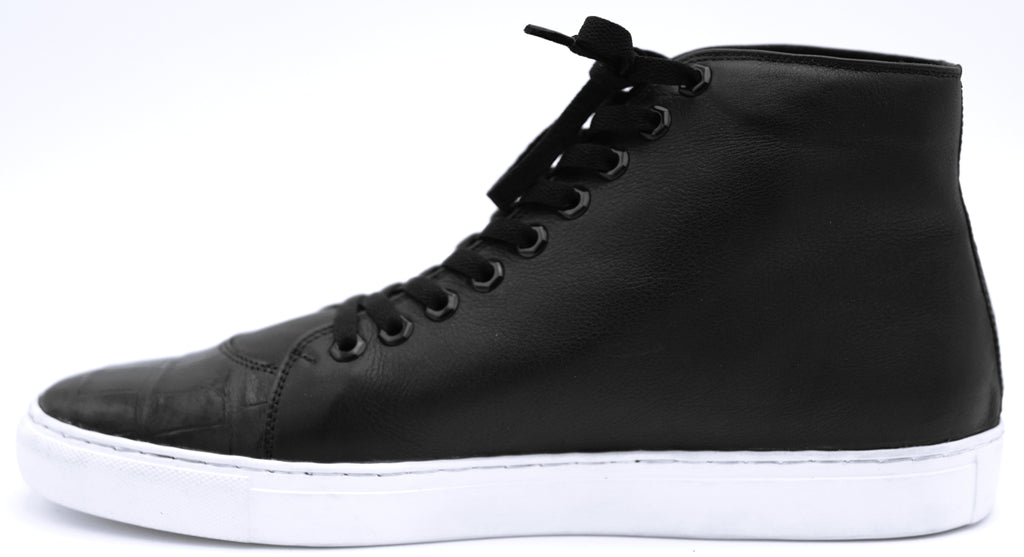 Leather & Alligator High Top Sneaker