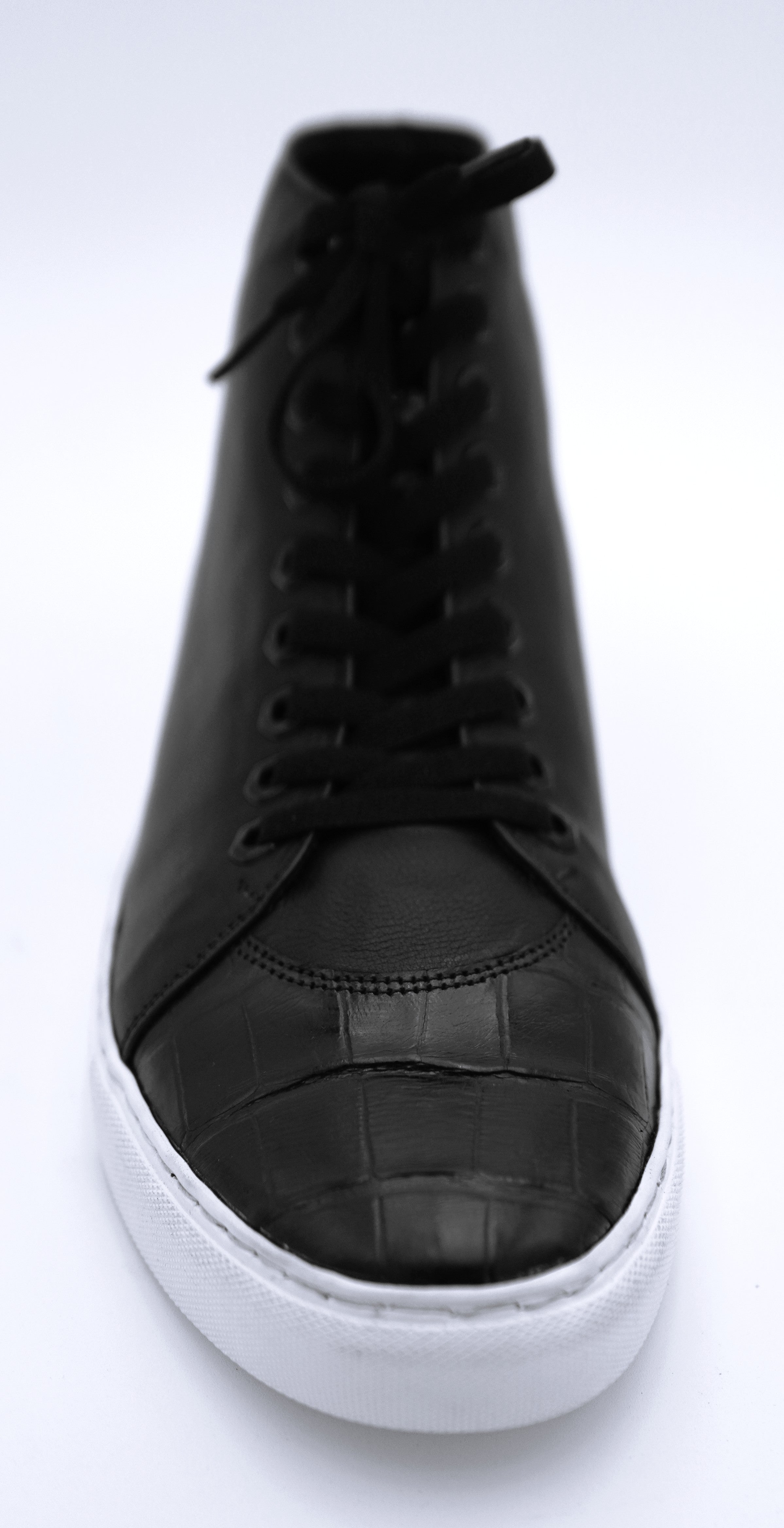 Leather & Alligator High Top Sneaker