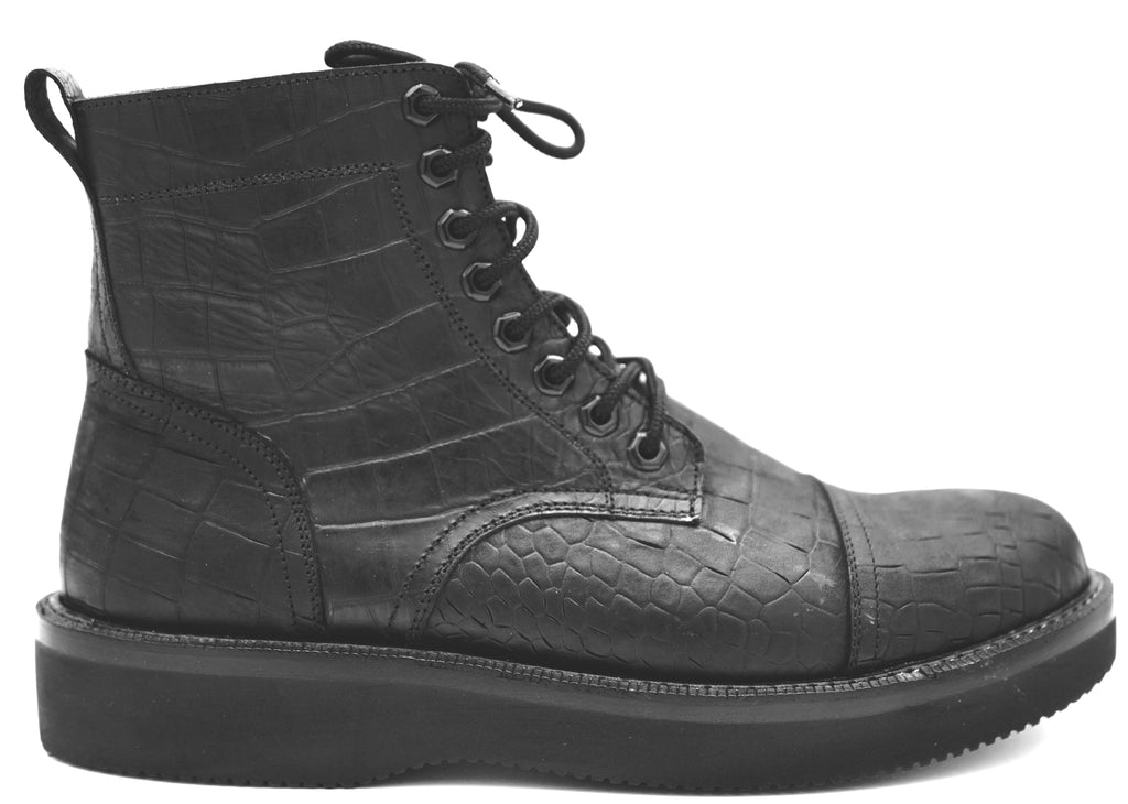 Printed Alligator Cap Toe Boots