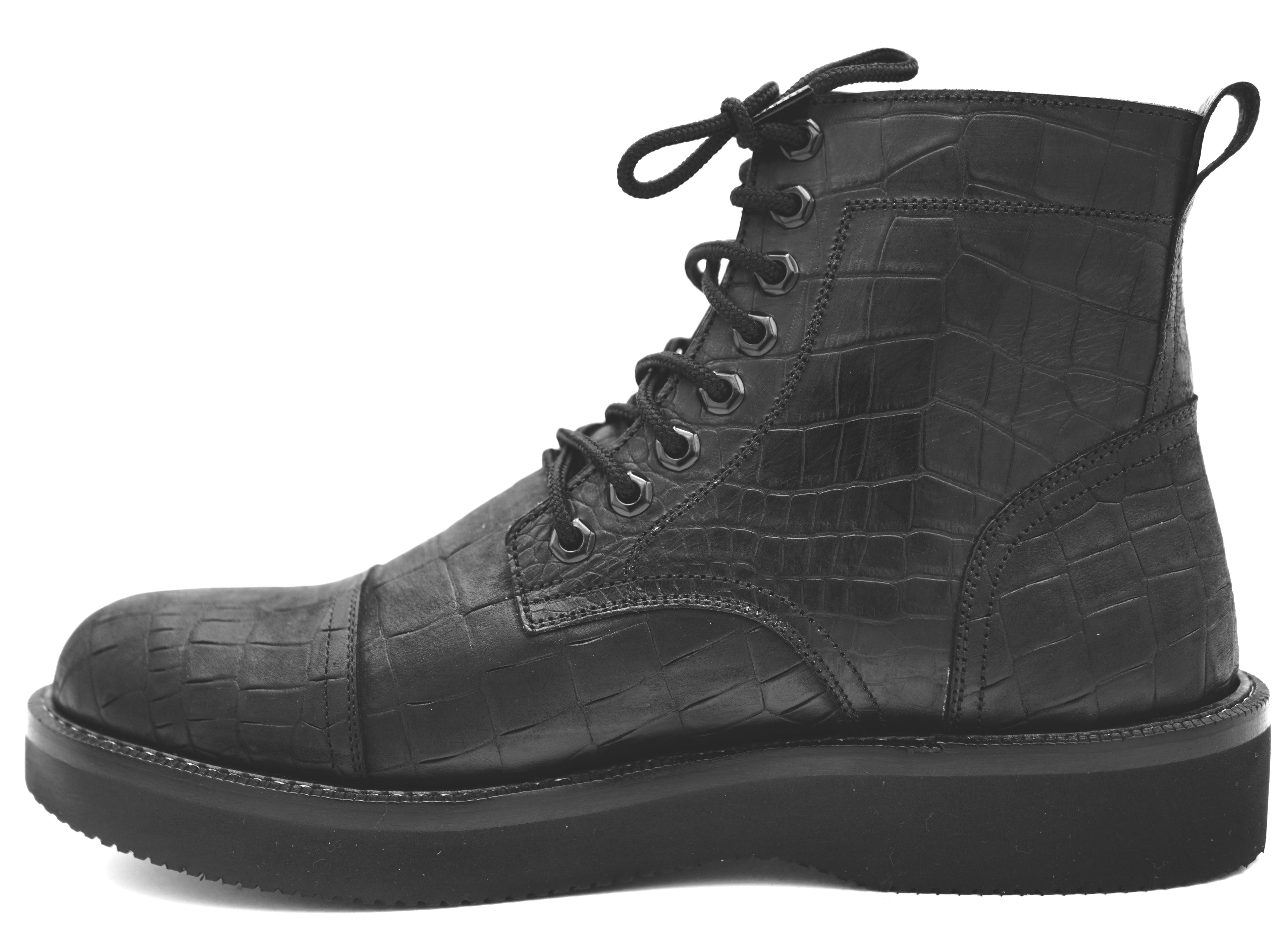 Printed Alligator Cap Toe Boots