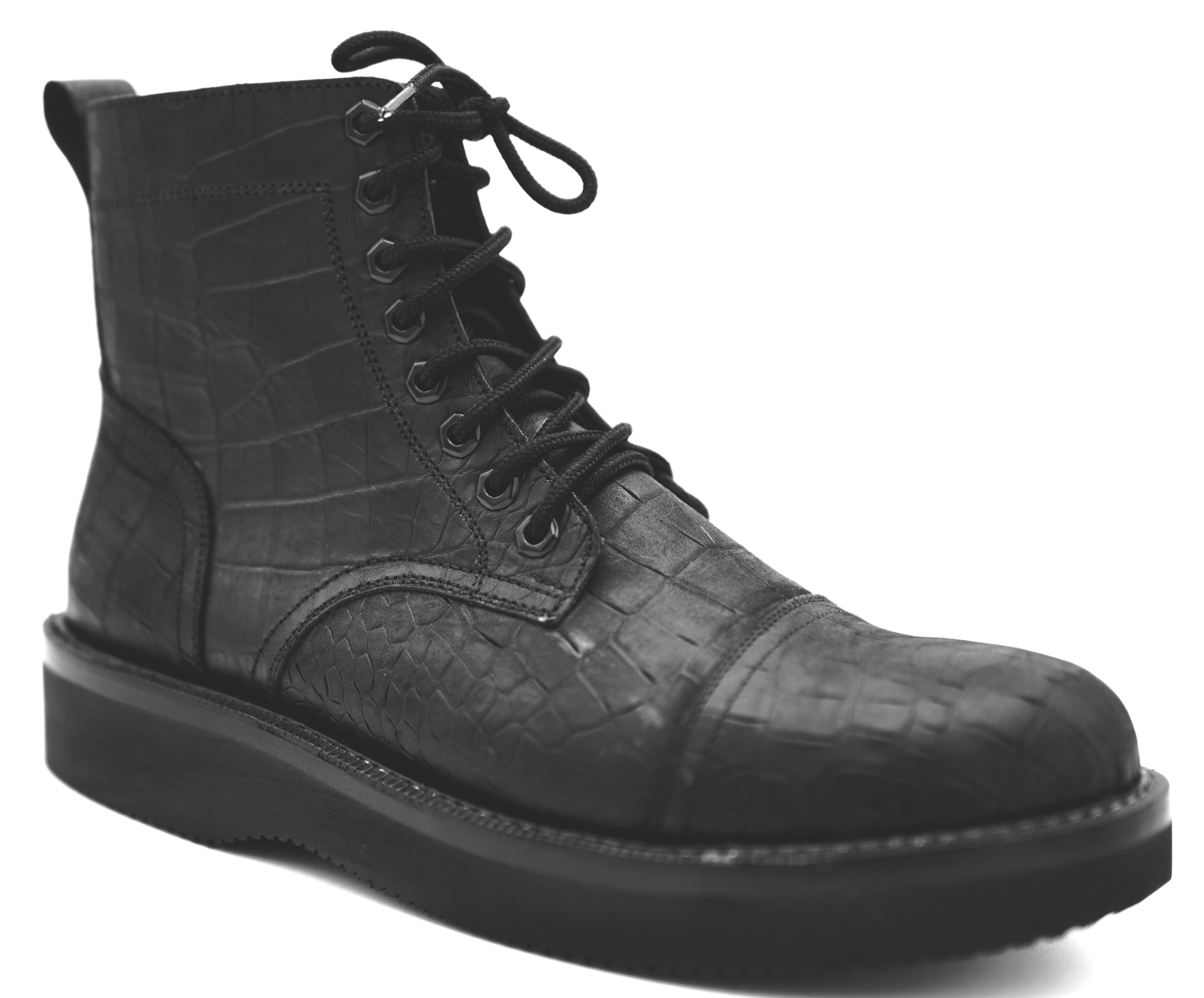 Printed Alligator Cap Toe Boots