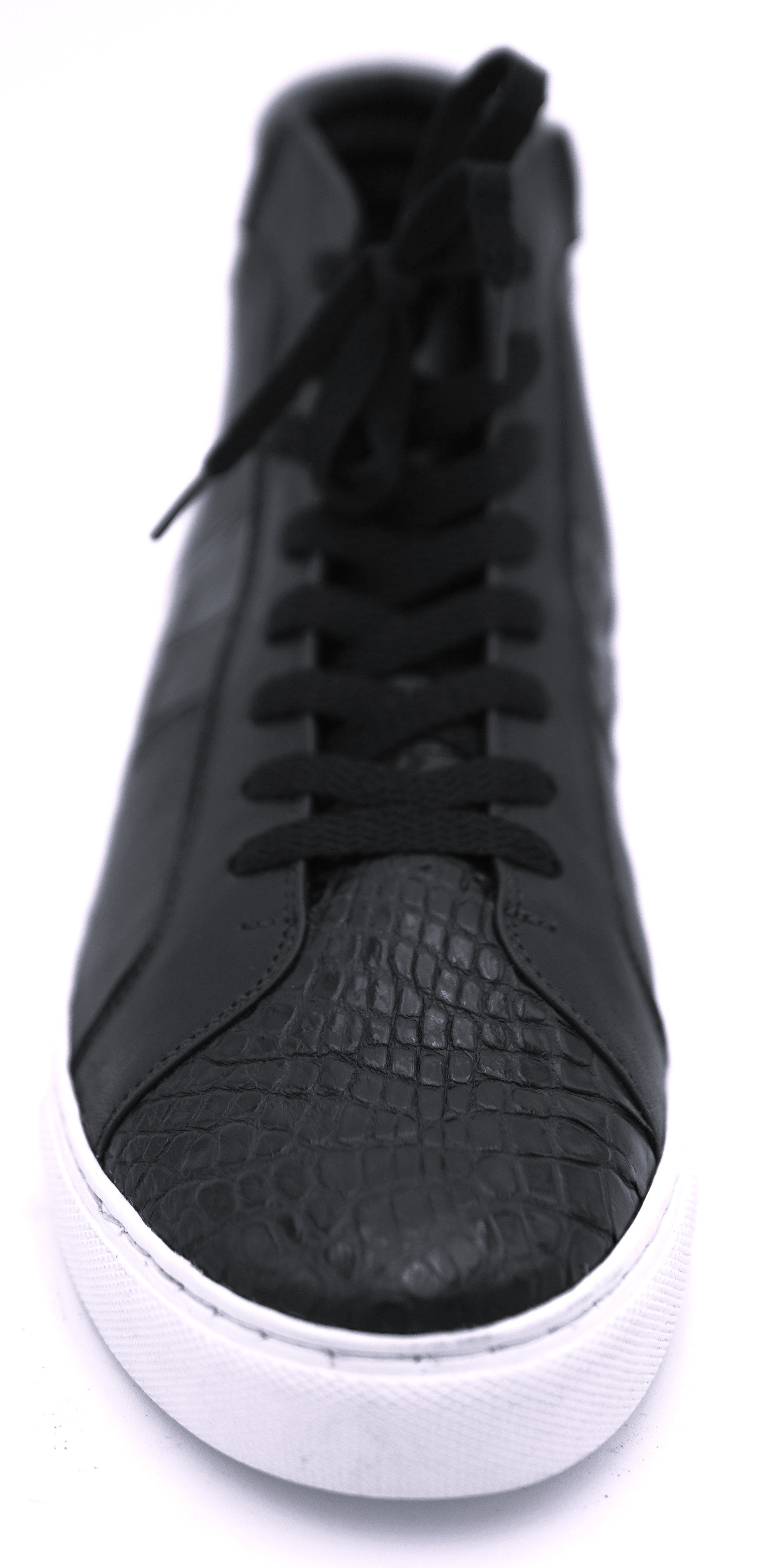 Alligator & Leather High Top Sneakers