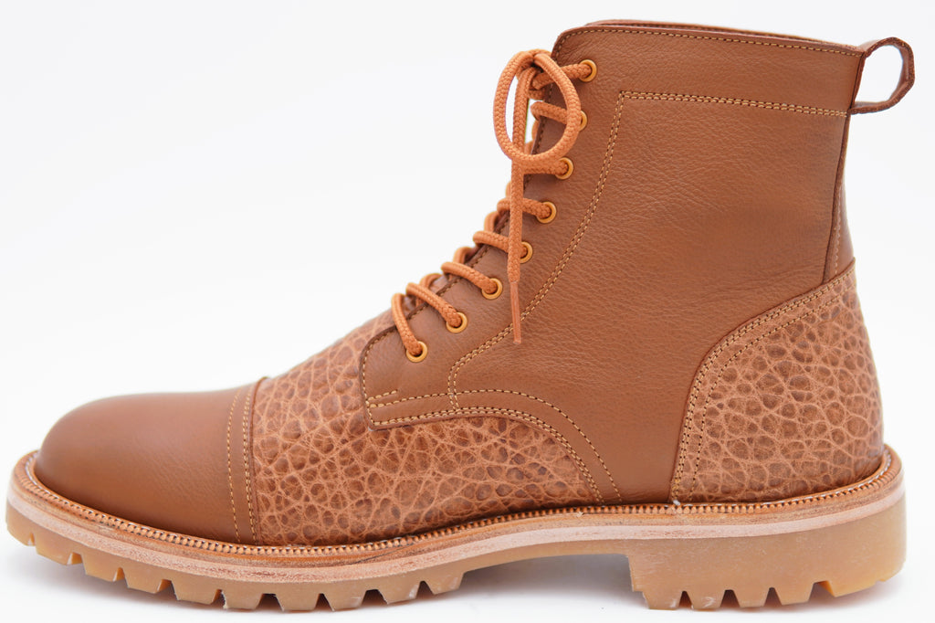 Genuine Buffalo Textured & Leather Cap Toe Boots