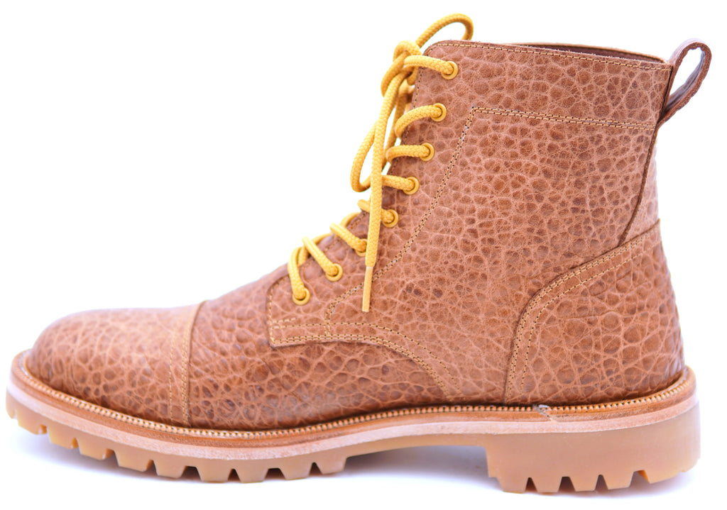 Genuine Buffalo Textured Leather Cap Toe Boots