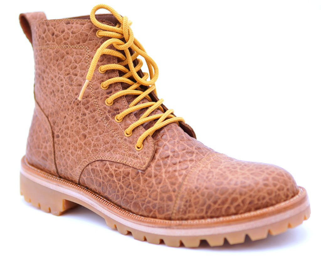 Genuine Buffalo Textured Leather Cap Toe Boots