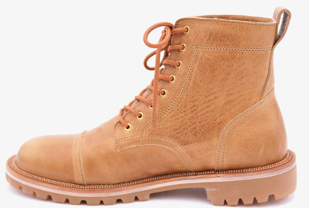 Genuine Leather Cap Toe Boots
