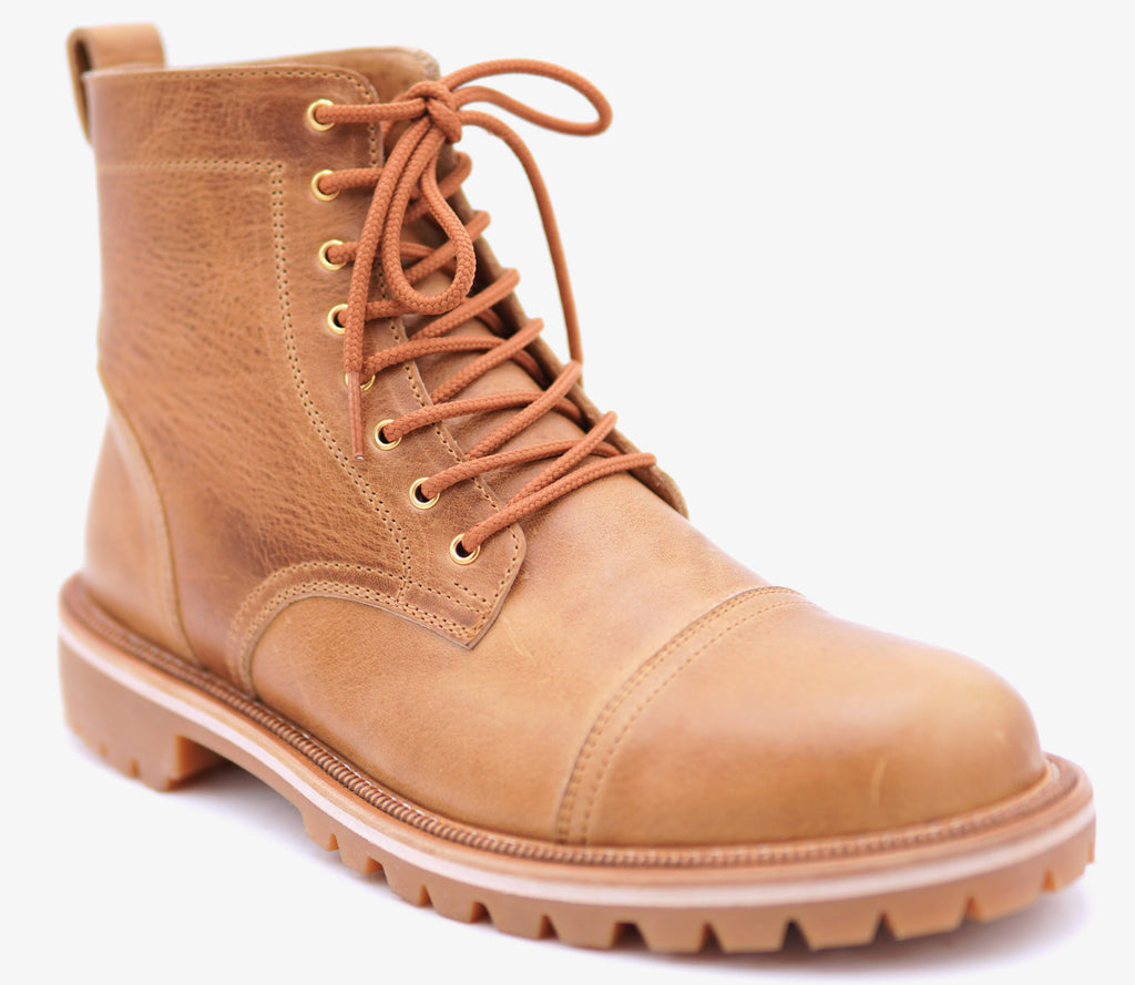 Genuine Leather Cap Toe Boots