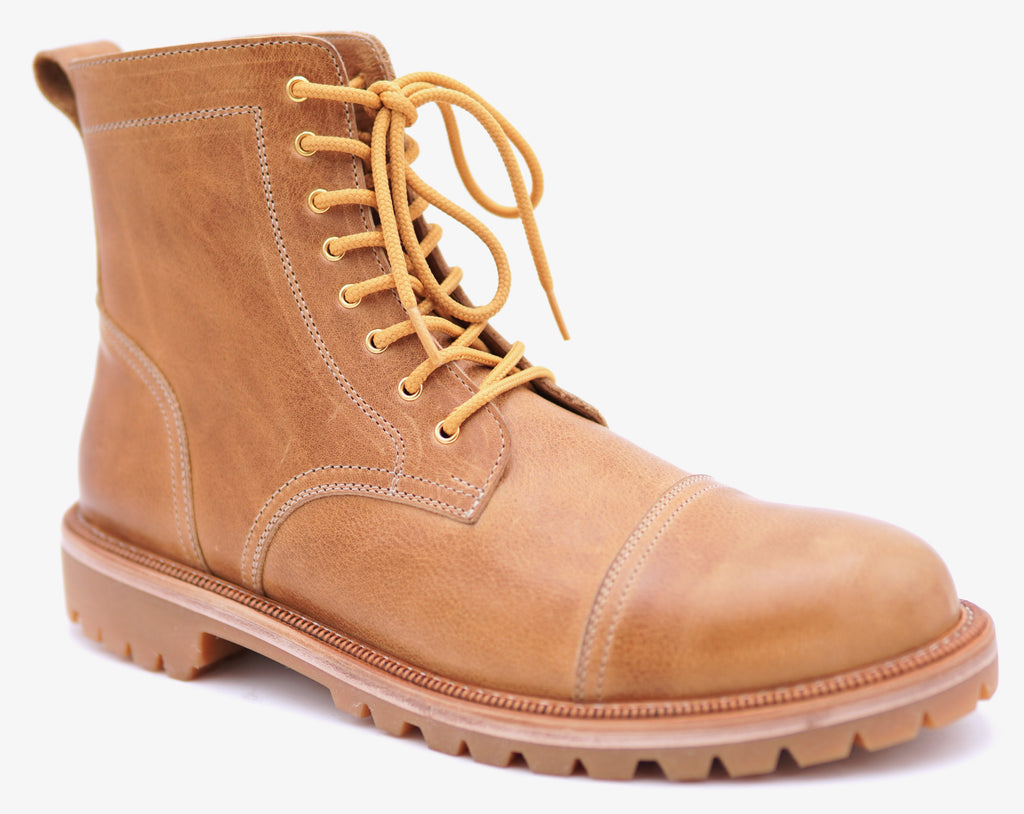 Genuine Leather Cap Toe Boots