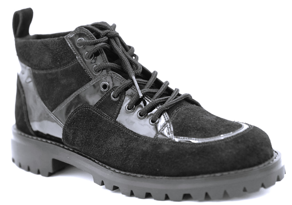 Suede & Patent Leather Boots 8.5-US Men's