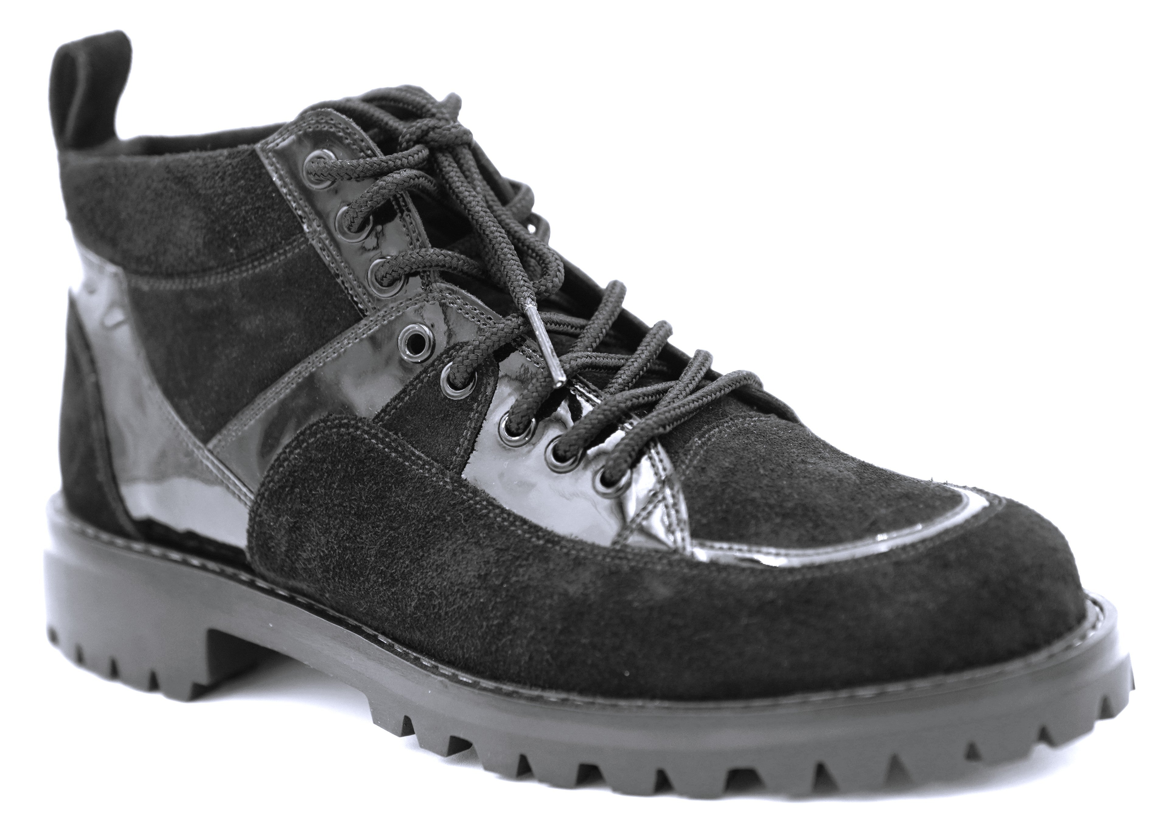 Suede & Patent Leather Boots 8.5-US Men's