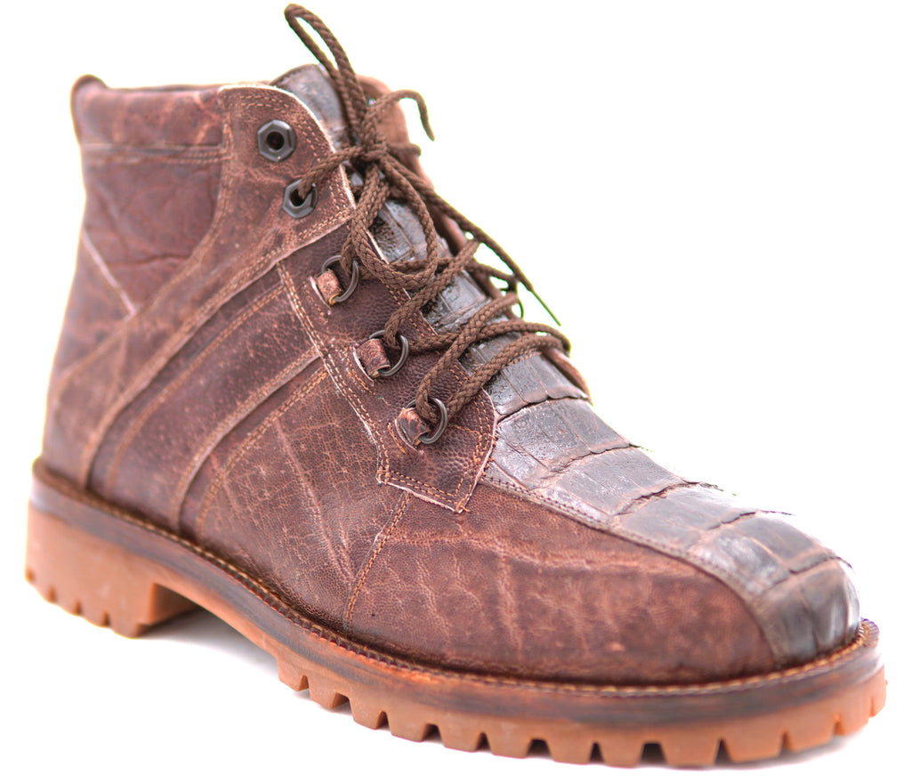 Genuine Alligator & Buffalo Textured Combat Boots